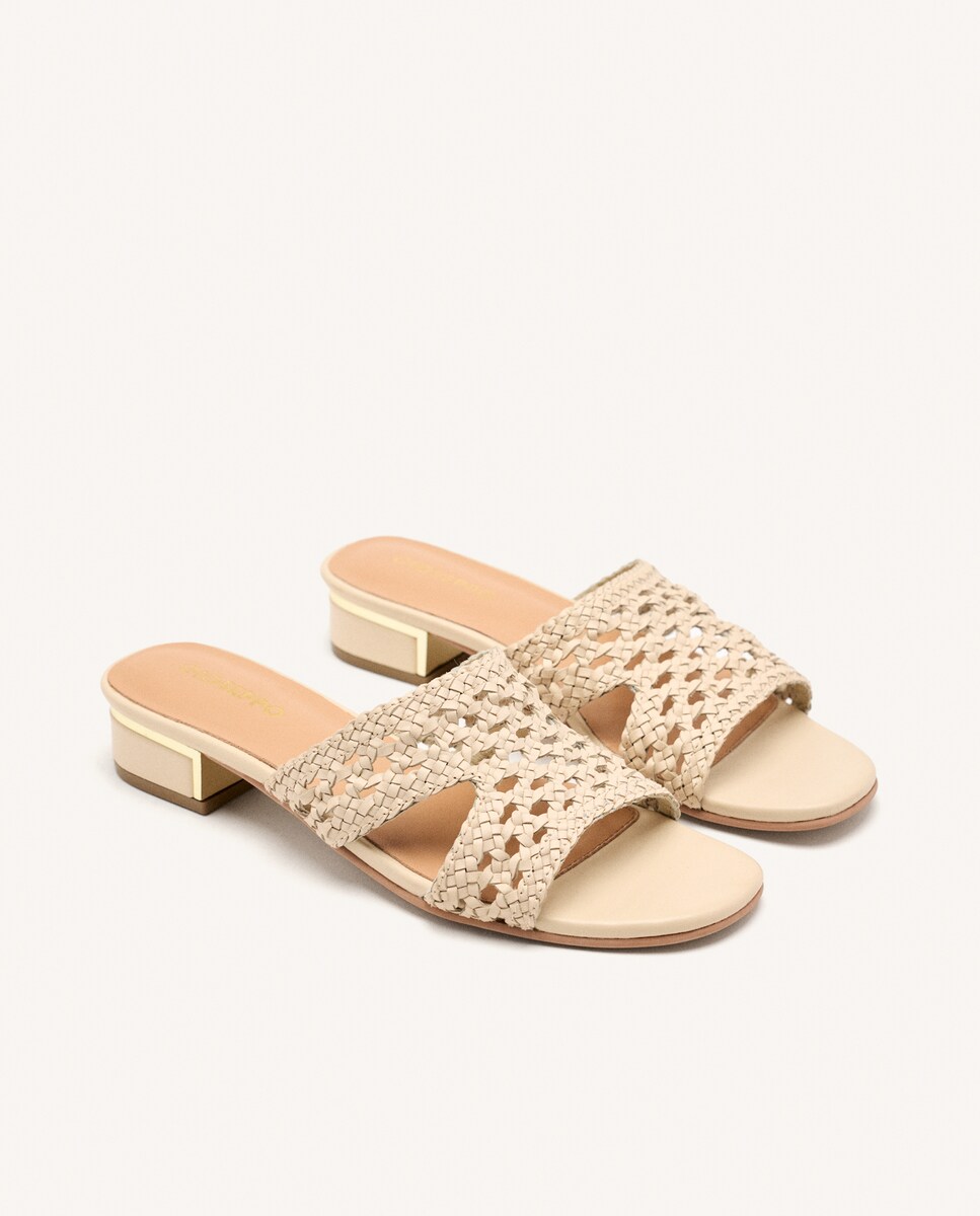 Mule Sandalias Tacon Piel Mujer Sandalias De Tacón De Mujer De