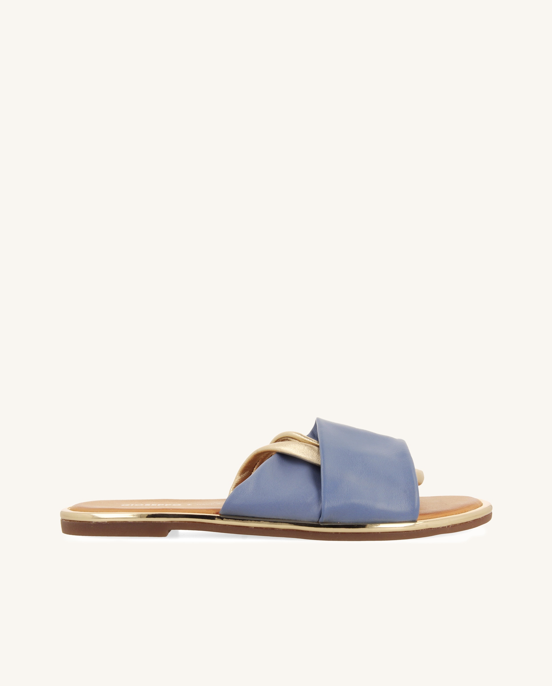 Gioseppo - Sandalias planas de mujer de piel tipo palas con detalle metalizado.