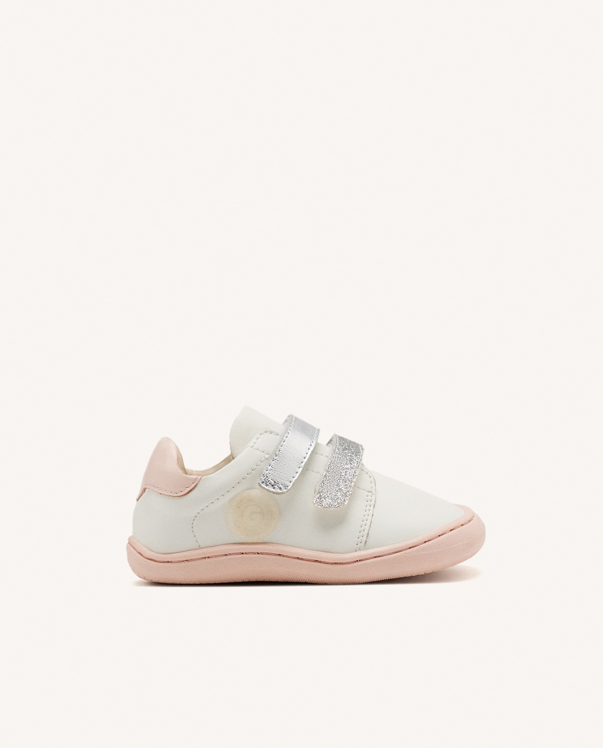 Zapatillas de piel de bebé niña barefoot tipo bambas de piel con brillo - Gioseppo - Beige Beige-1