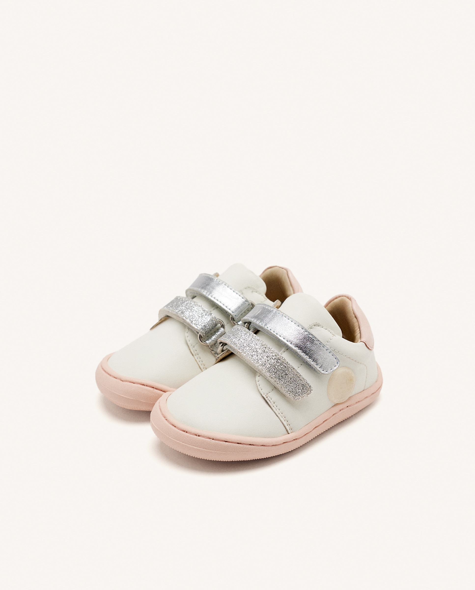 Zapatillas de piel de niña barefoot tipo bambas de piel con brillo - Gioseppo - Beige Beige-2