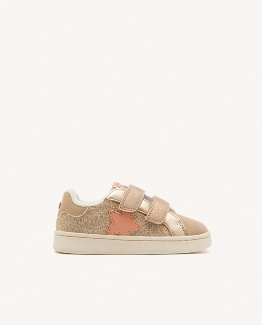 Imagen 0 de Zapatillas deportivas de piel de niña en color oro