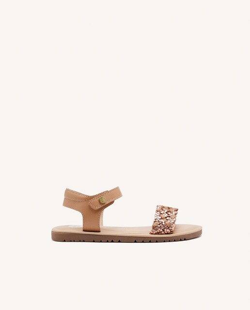 Imagen 0 de Sandalias de niña de piel con trenzado y piso flexible