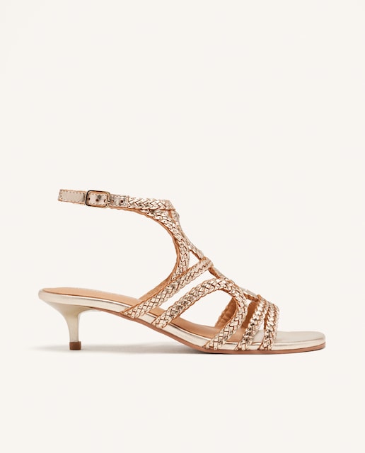 Imagen 0 de Sandalias de tacón de mujer de piel con cierre ajustable al tobillo kitten heel