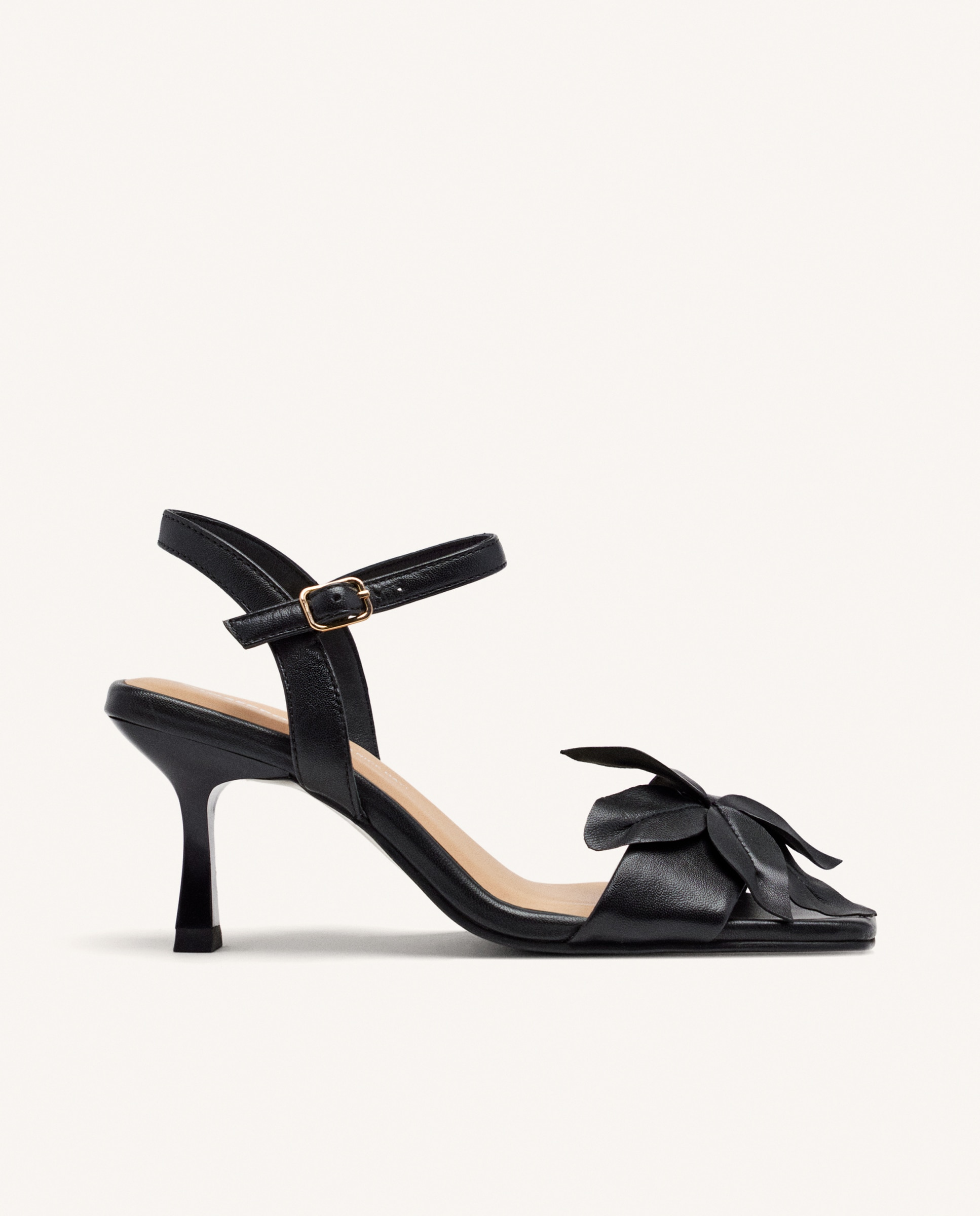 Gioseppo - Sandalias de tacón de mujer de piel con adorno de flor y tacón fino.