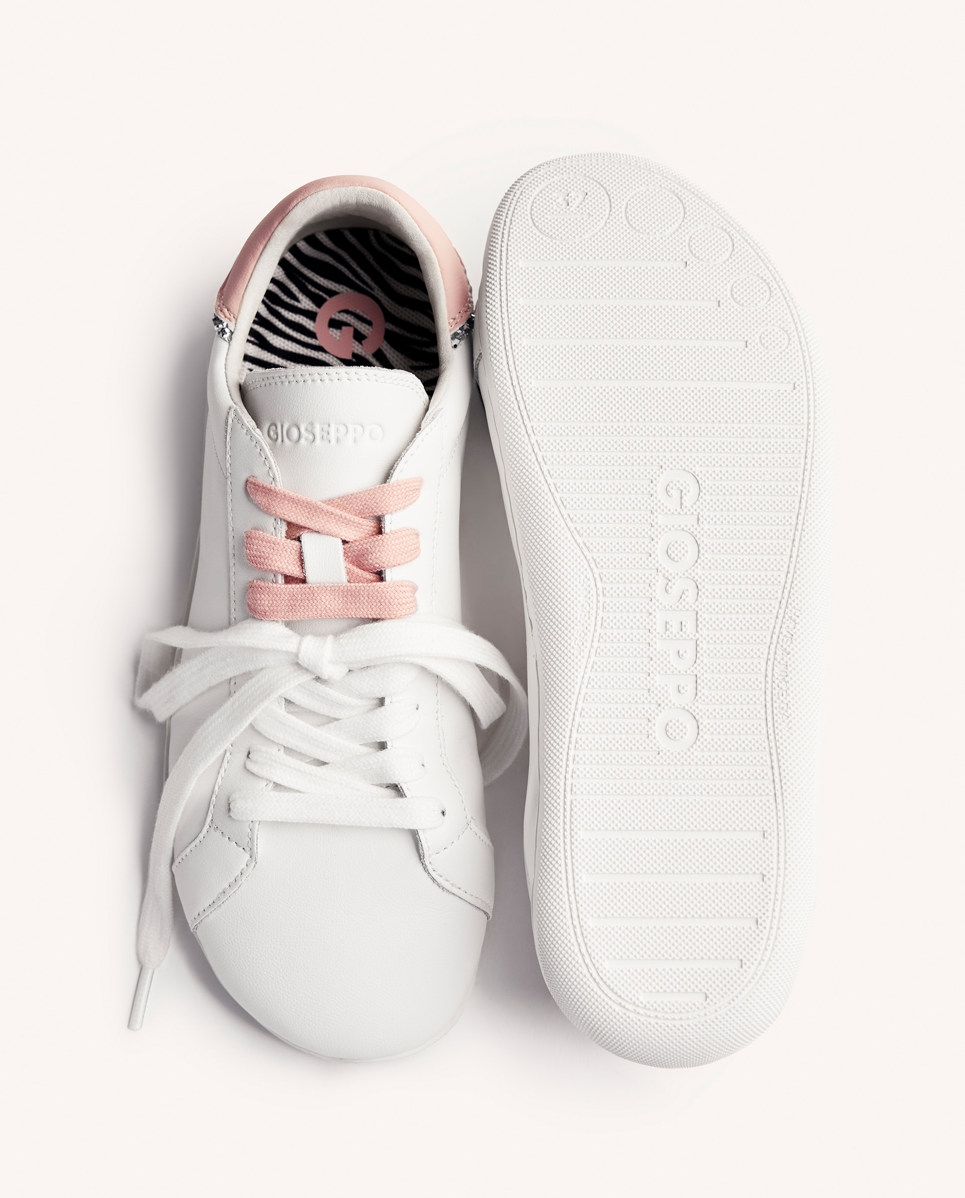 Zapatillas deportivas de mujer de piel con acentos de color y ribete brillante barefoot - Gioseppo - Blanco Blanco-6