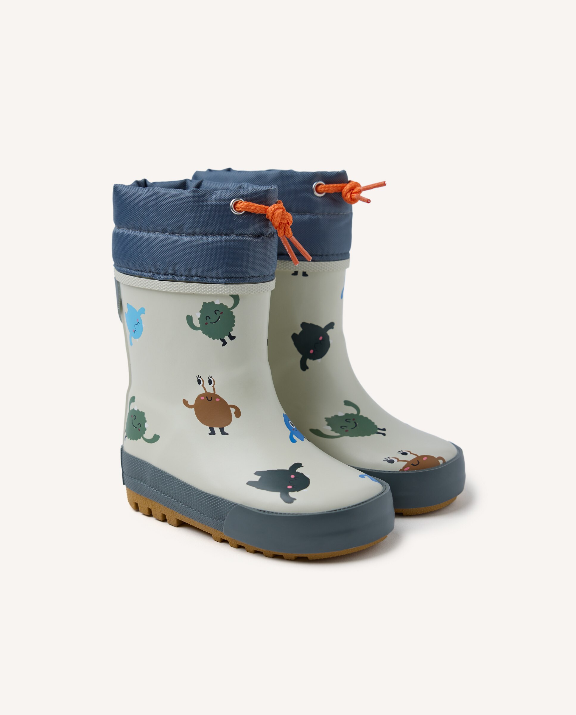 Botas de agua de bebé niño con dibujos de mostruitos y collarín ajustable - Gioseppo - Gris Gris-2