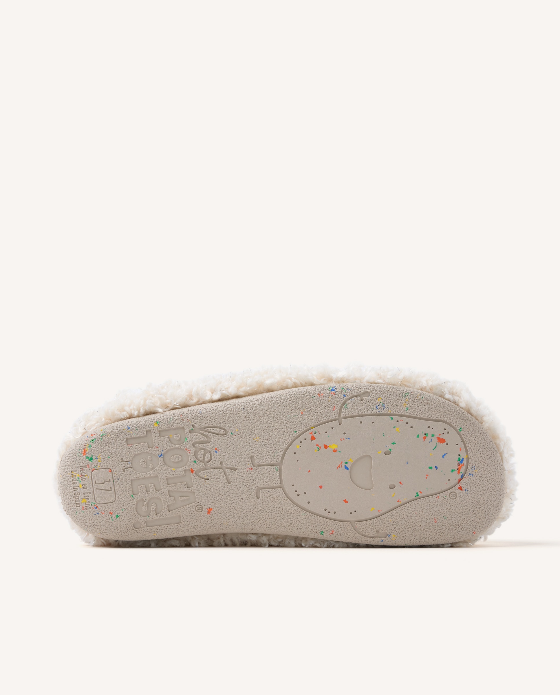 Zapatillas de casa abiertas de mujer con pelo efecto borreguito y brillo - Hot Potatoes - Blanco Blanco-4