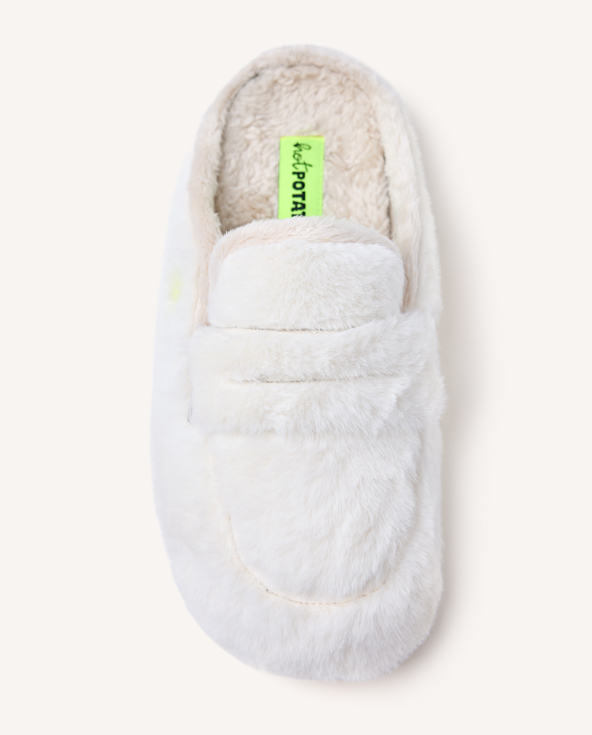 Zapatillas de casa de mujer tipo mocasines de bamara - Hot Potatoes - Blanco Blanco-3