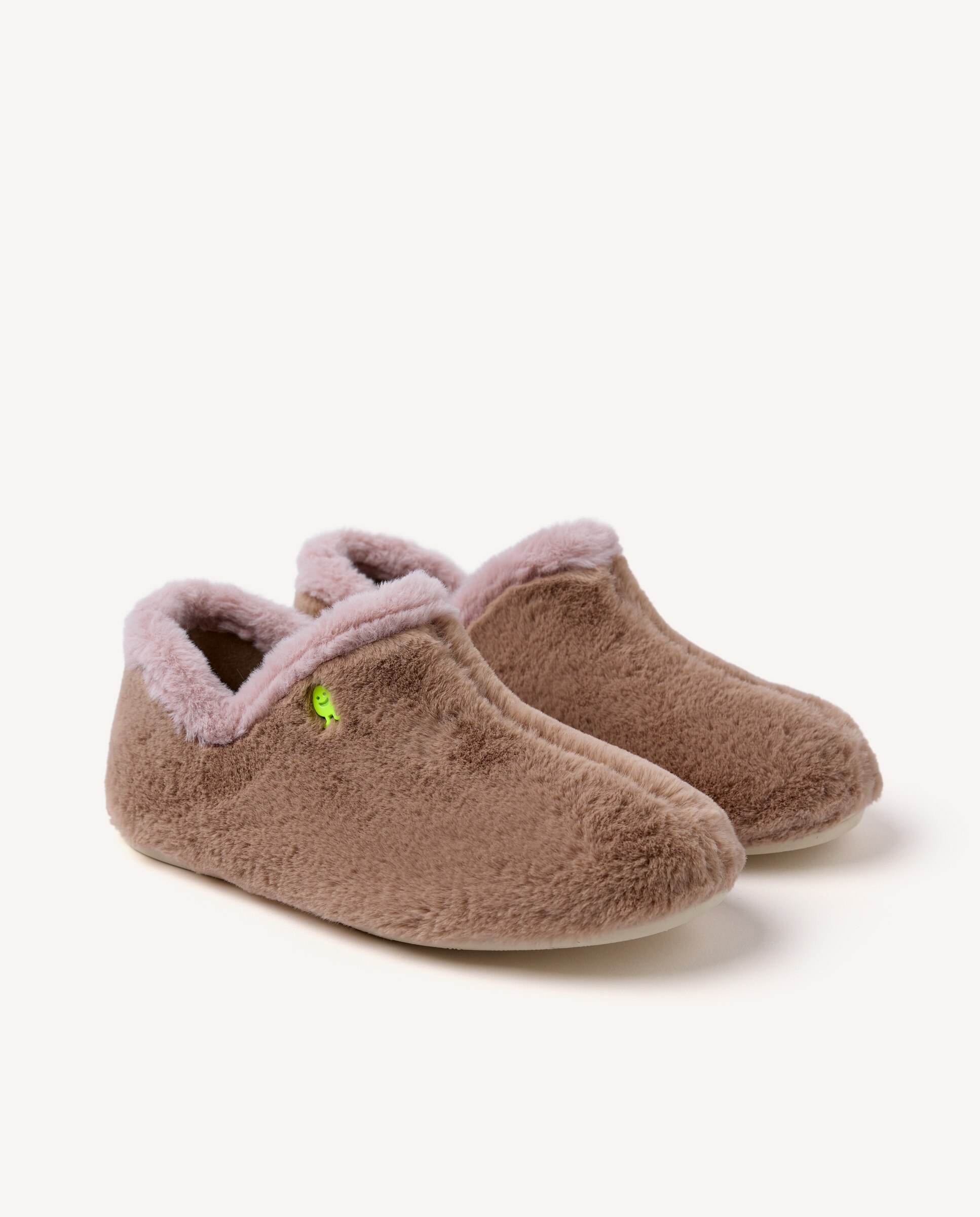 Zapatillas de casa cerradas de mujer tipo botín de pelo - Hot Potatoes - Marrón claro Marrón claro-3