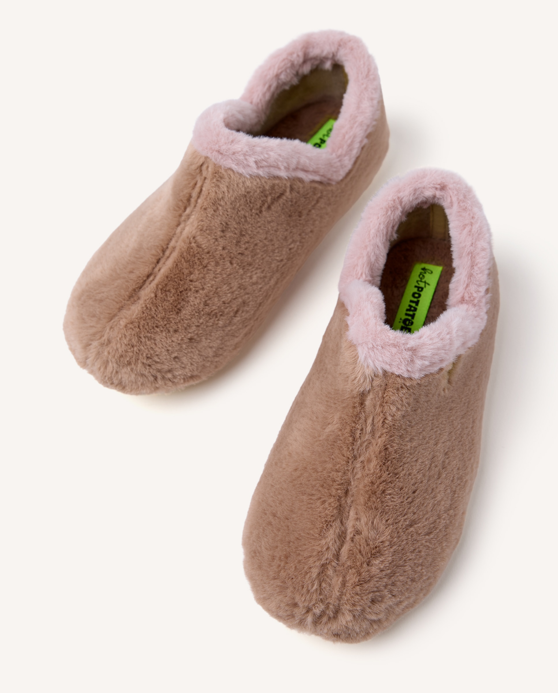 Zapatillas de casa cerradas de mujer tipo botín de pelo - Hot Potatoes - Marrón claro Marrón claro-2