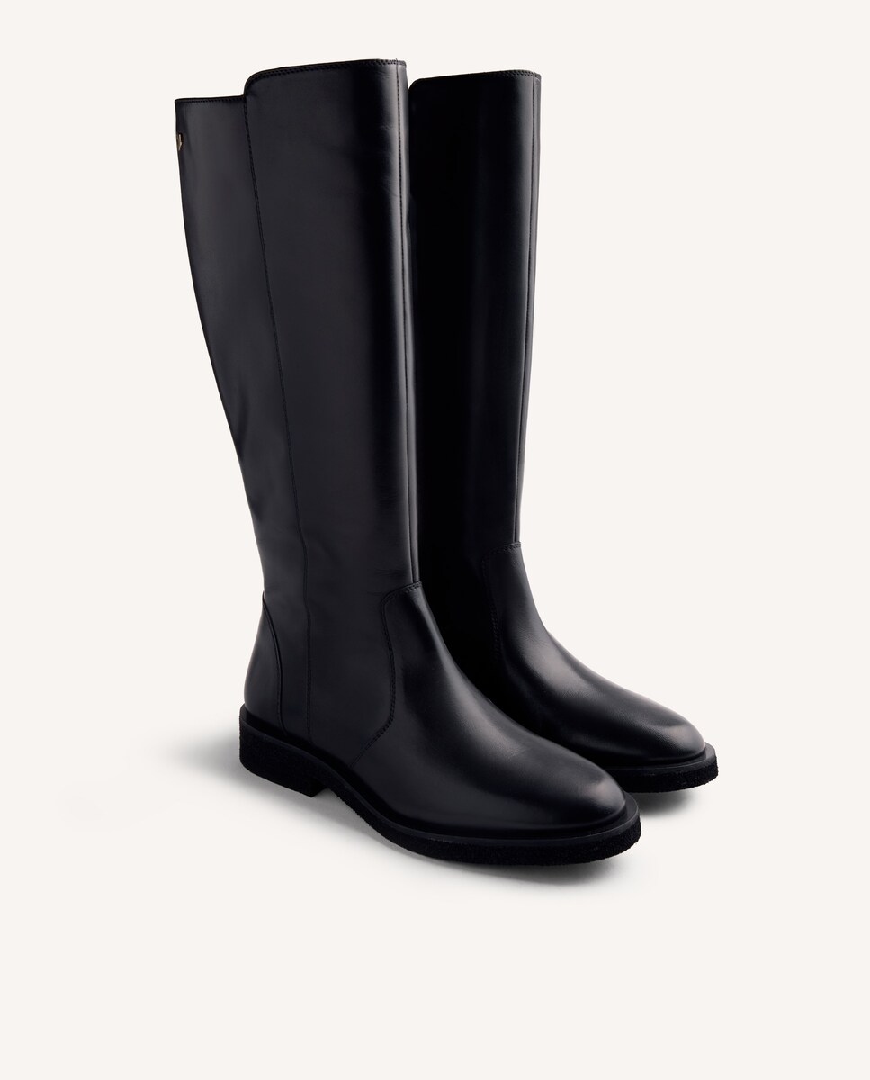 Botas de mujer altas de piel con caña ancha y plantilla acolchada