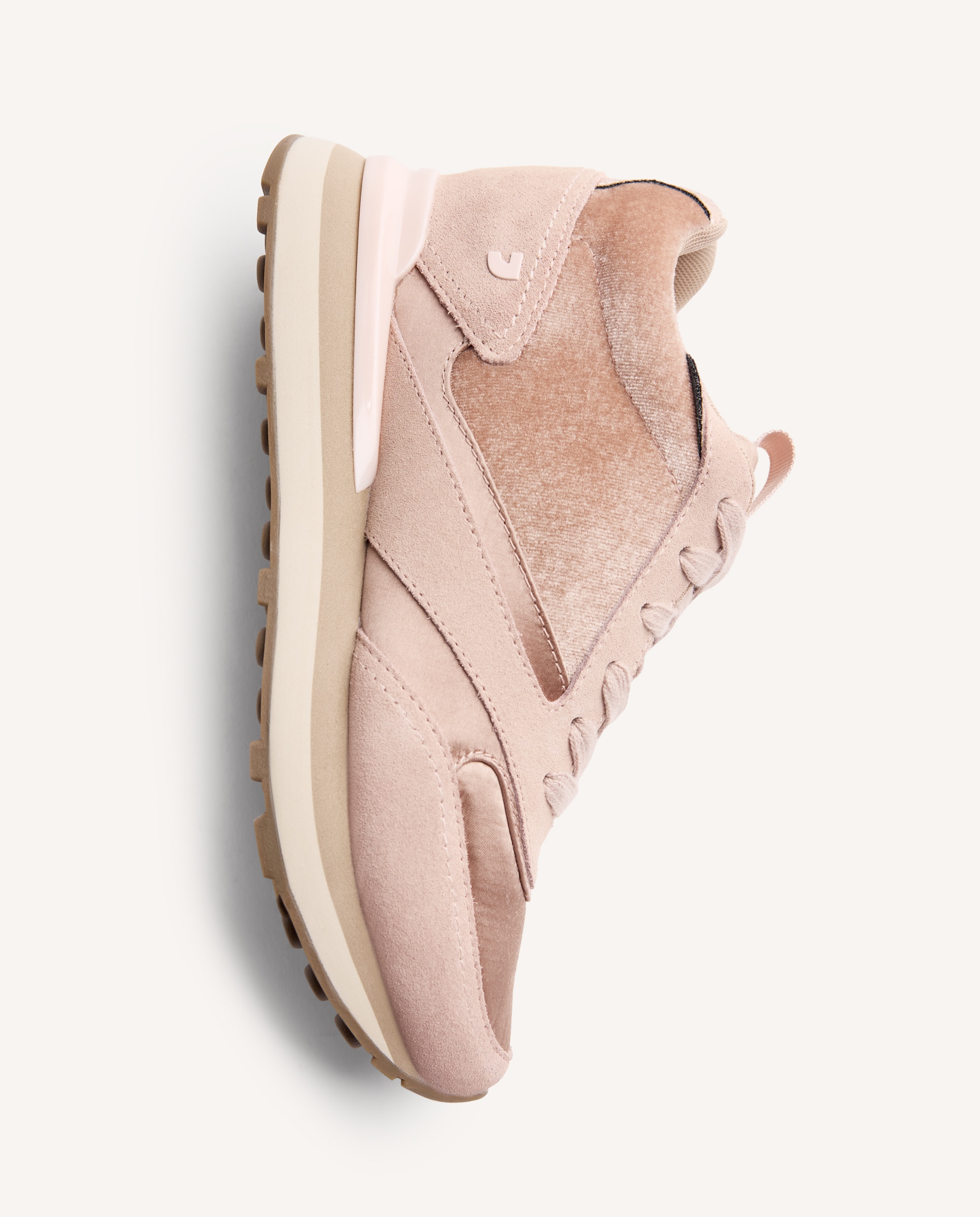 Zapatillas deportivas de mujer de piel serraje con piezas satinadas y craquelado metalizado - Gioseppo - Beige Beige-4
