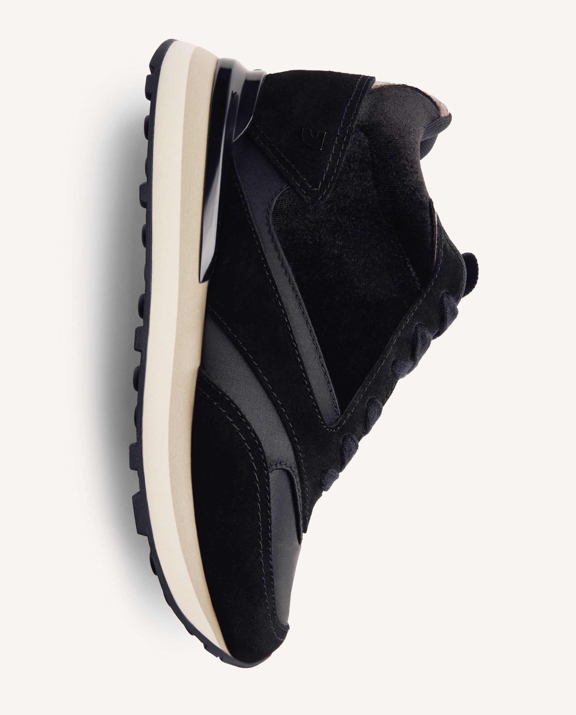 Zapatillas deportivas de mujer de piel serraje con piezas satinadas y craquelado metalizado - Gioseppo - Negro Negro-4