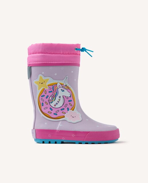 Imagen 0 de Botas de agua de niña con estampado de unicornio y collarín ajustable