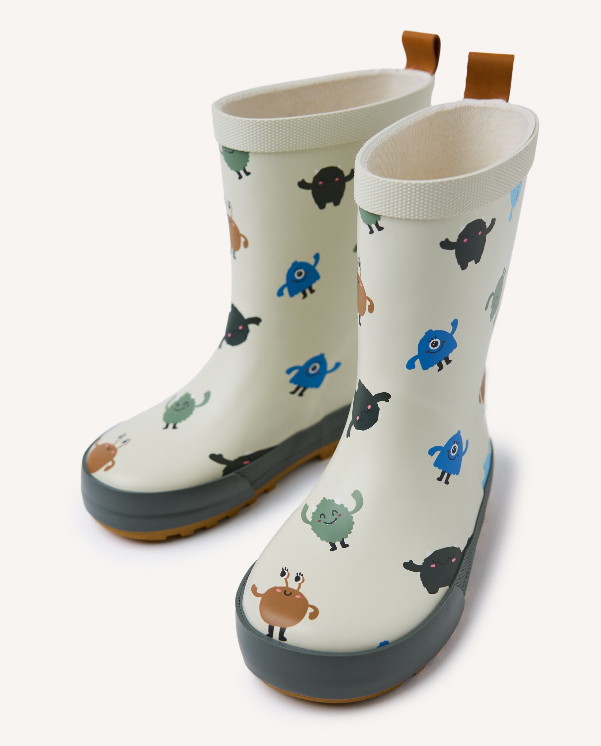 Imagen 3 de Bota de agua de niño con dibujos de monstruitos y forro de pelo interior - Gioseppo - Gris Gris