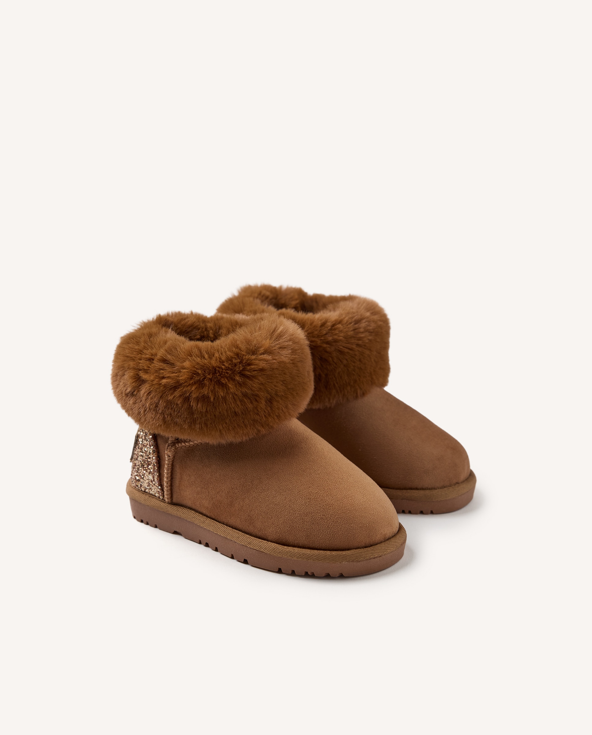 Botas australianas de niña con brillo y collarín de pelo - Gioseppo - Cuero Cuero-2
