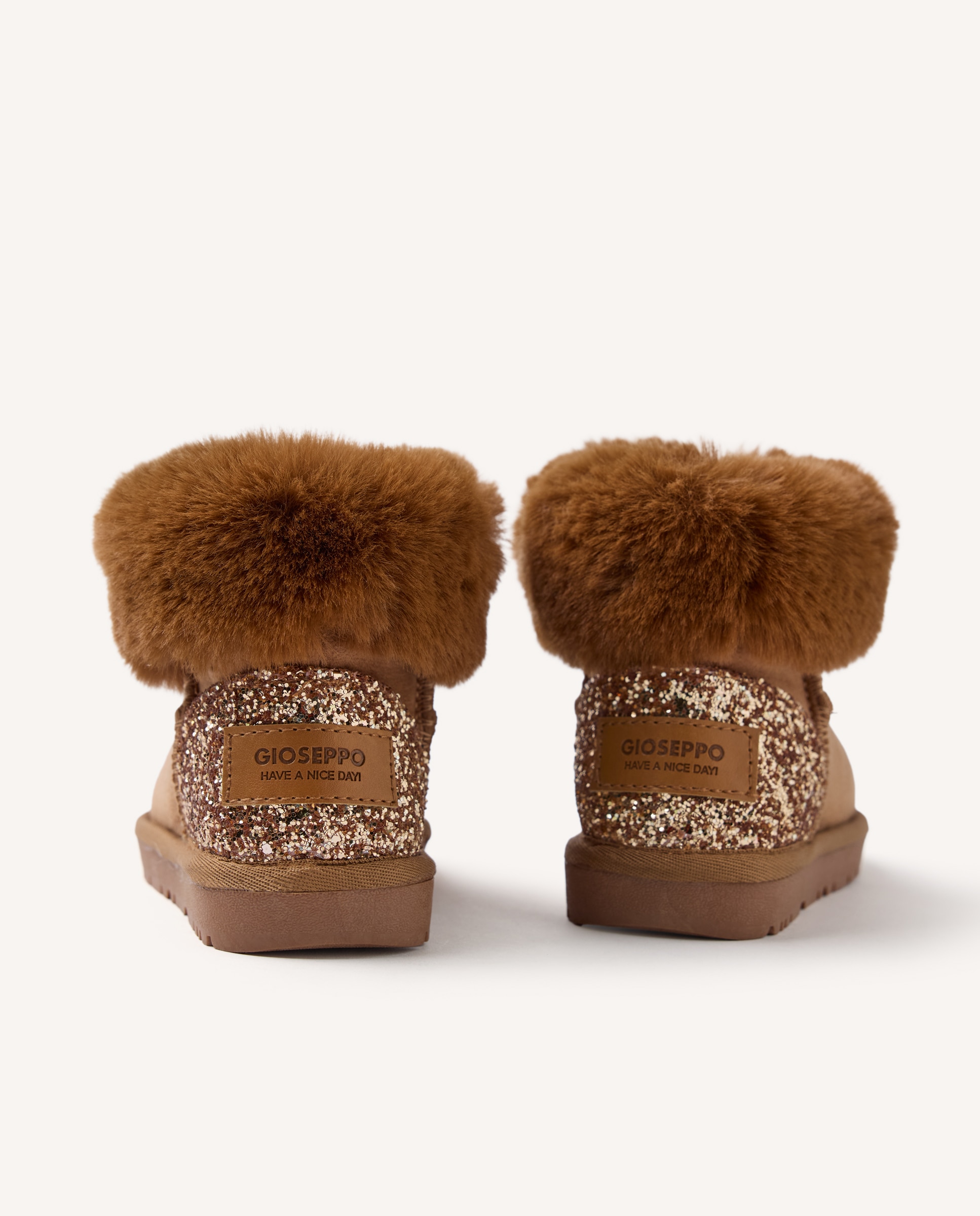 Botas australianas de niña con brillo y collarín de pelo - Gioseppo - Cuero Cuero-3