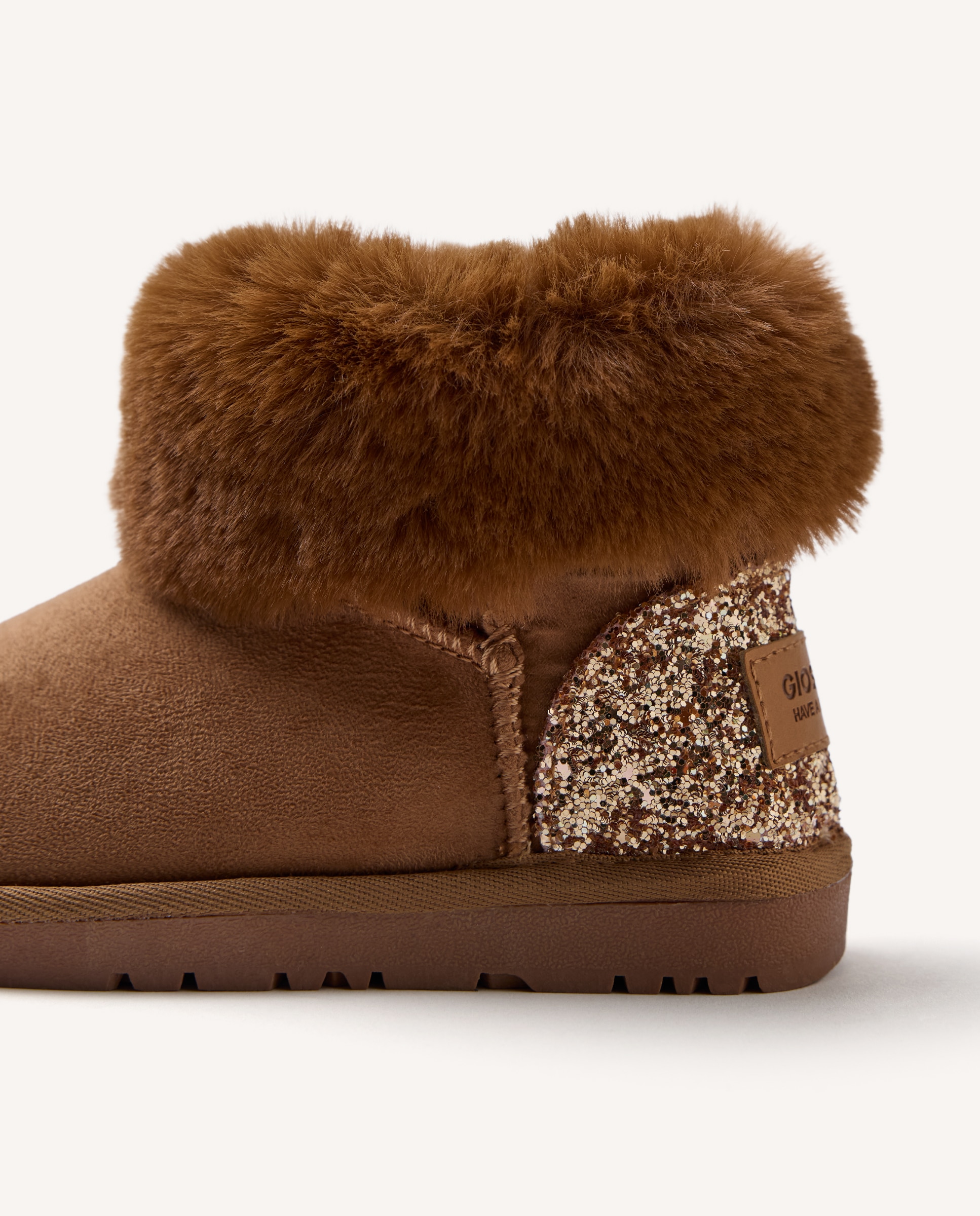 Botas australianas de niña con brillo y collarín de pelo - Gioseppo - Cuero Cuero-4