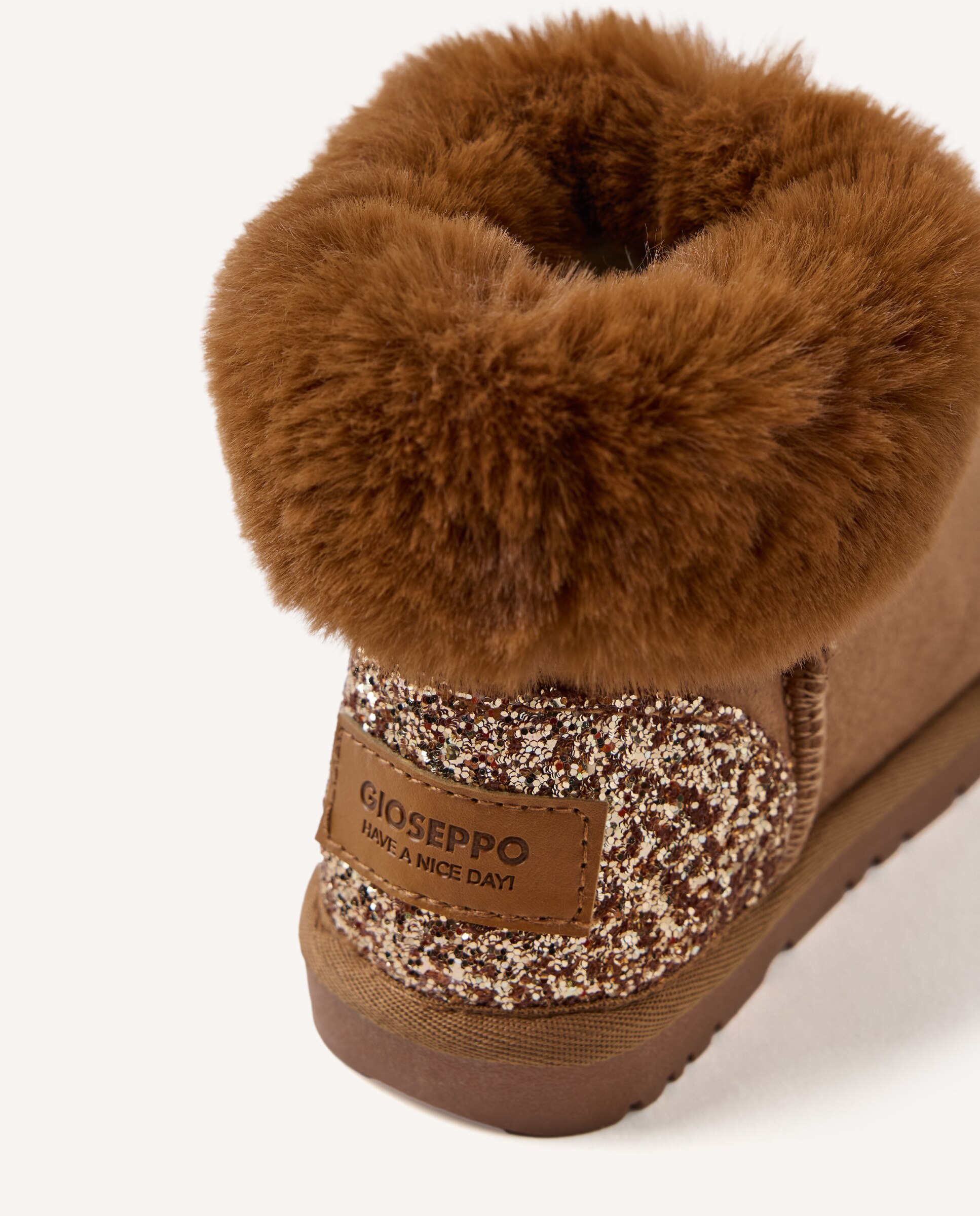 Botas australianas de niña con brillo y collarín de pelo - Gioseppo - Cuero Cuero-5