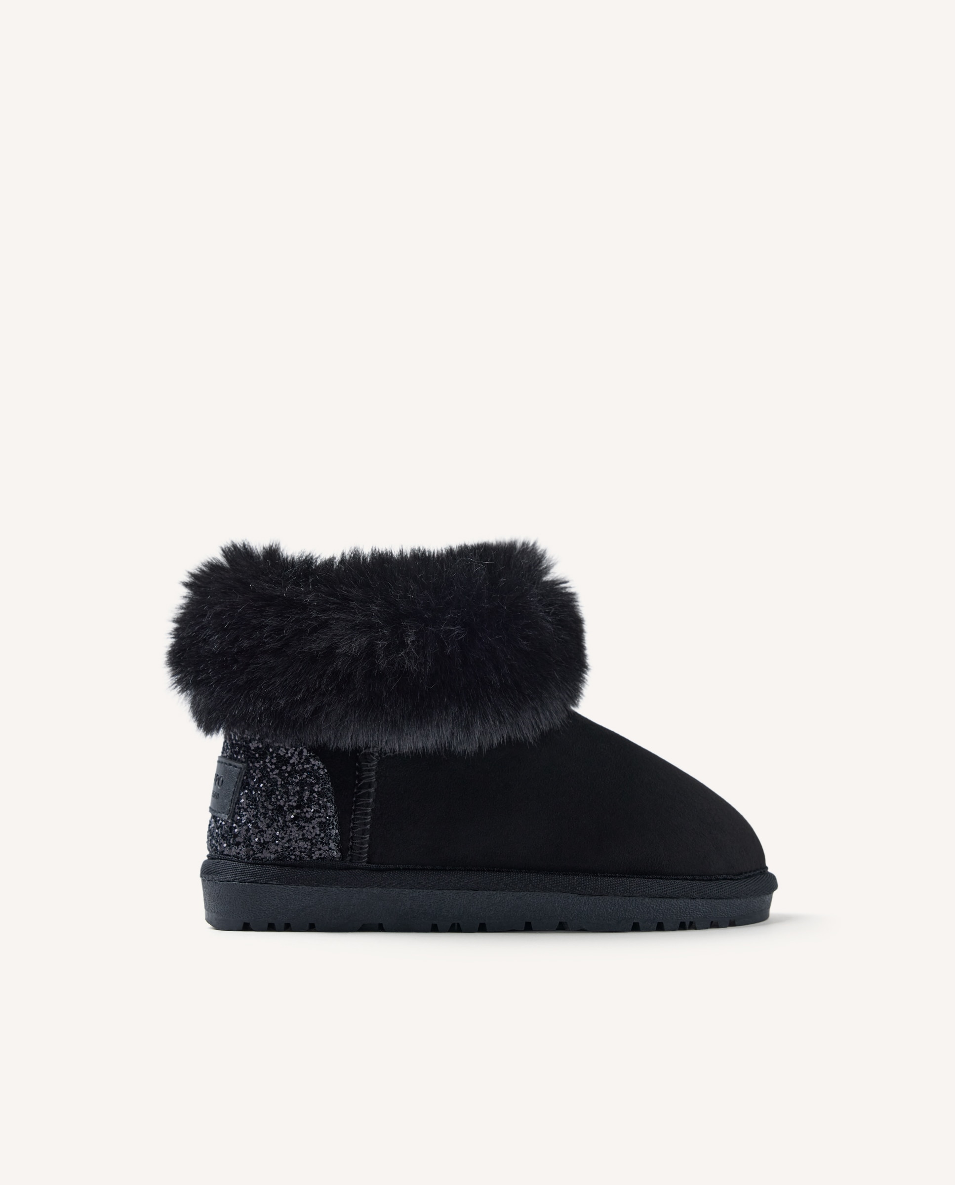 Botas australianas de niña con brillo y collarín de pelo - Gioseppo - Negro Negro-1