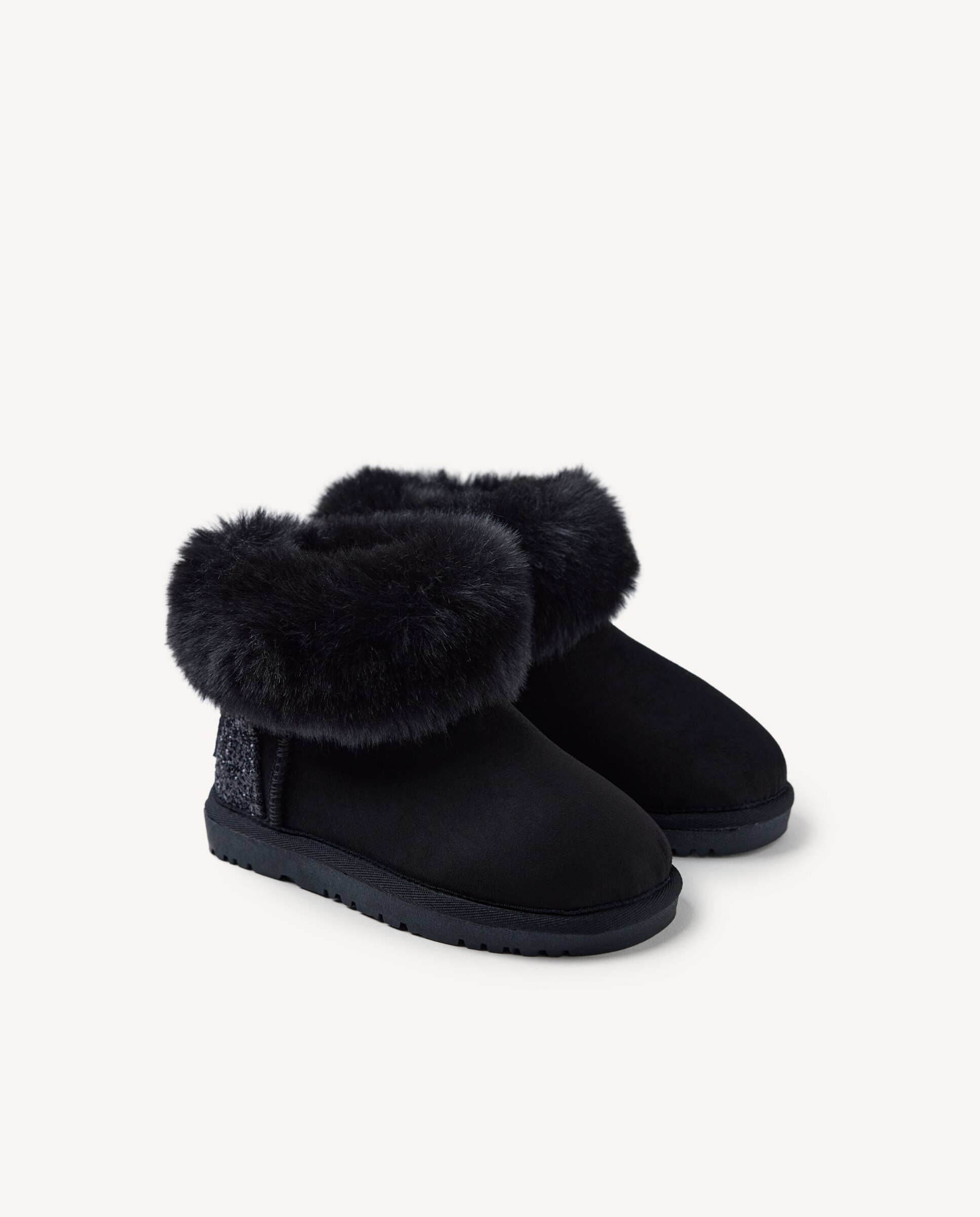 Botas australianas de niña con brillo y collarín de pelo - Gioseppo - Negro Negro-2