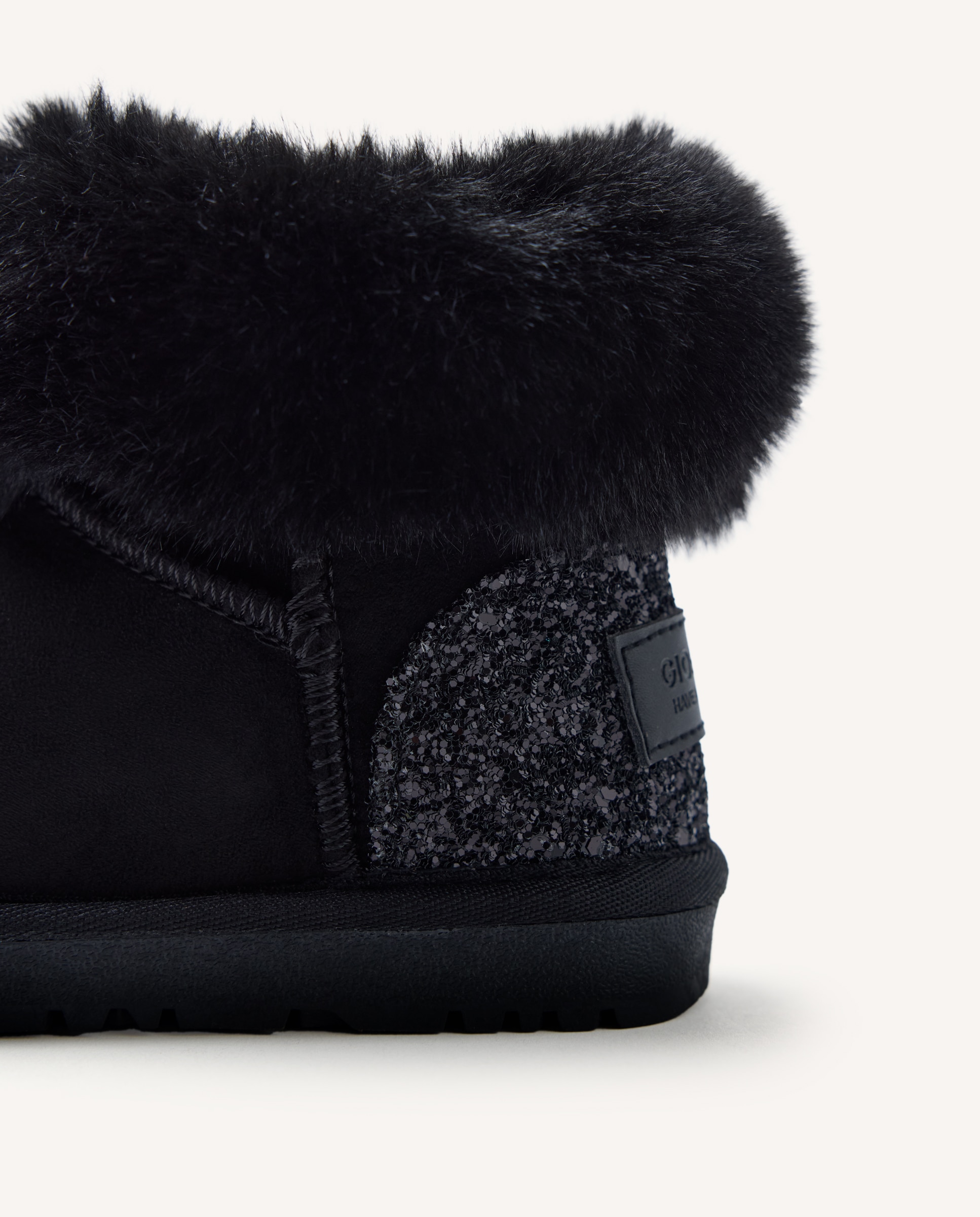 Botas australianas de niña con brillo y collarín de pelo - Gioseppo - Negro Negro-5