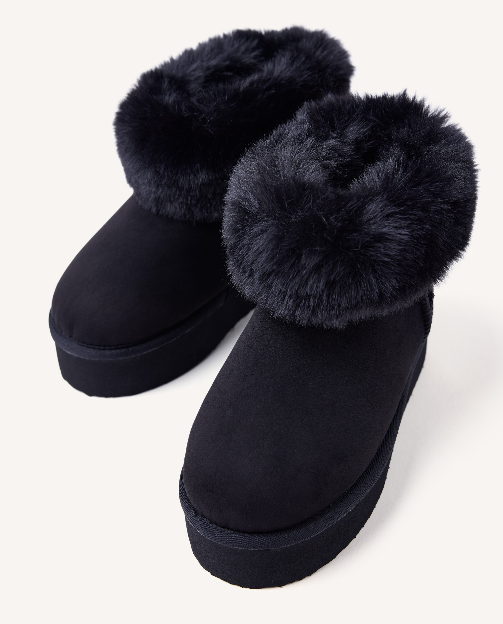Botas australianas de niña con brillo, collarín de pelo y plataforma - Gioseppo - Negro Negro-3