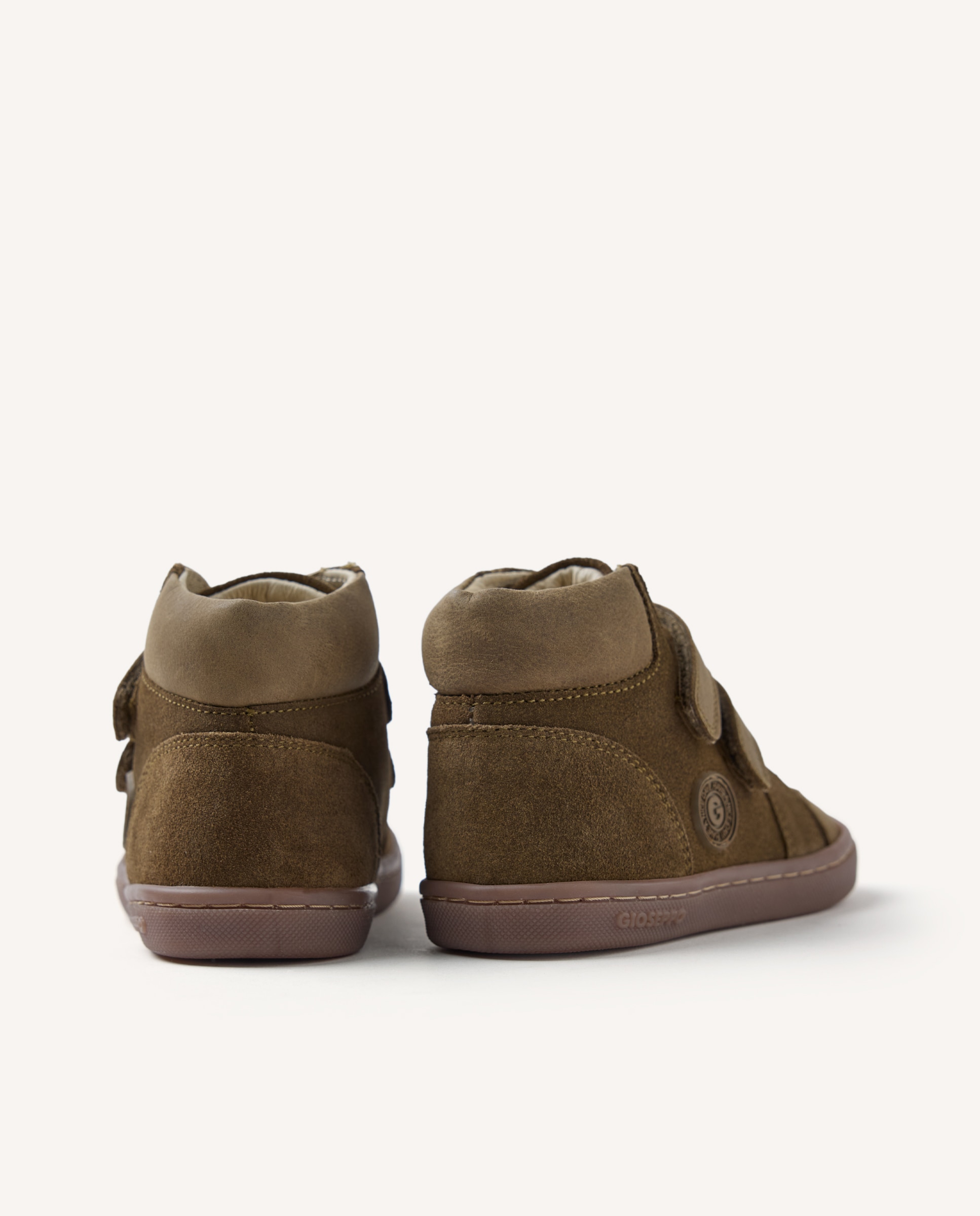 Botines de niño con cierres ajustables de piel serraje barefoot - Gioseppo - Kaki Kaki-4