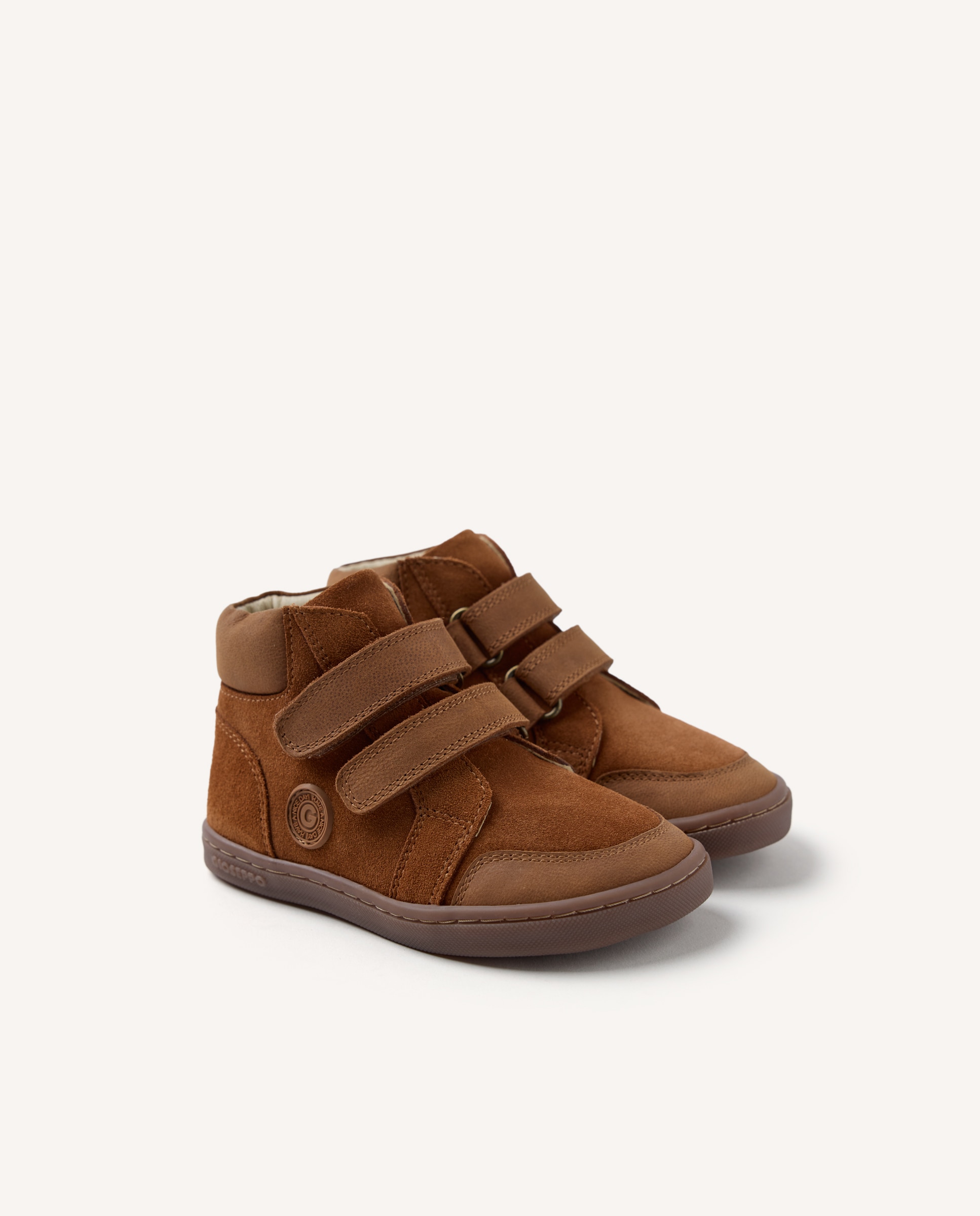 Botines de niño con cierres ajustables de piel serraje barefoot - Gioseppo - Cuero Cuero-2