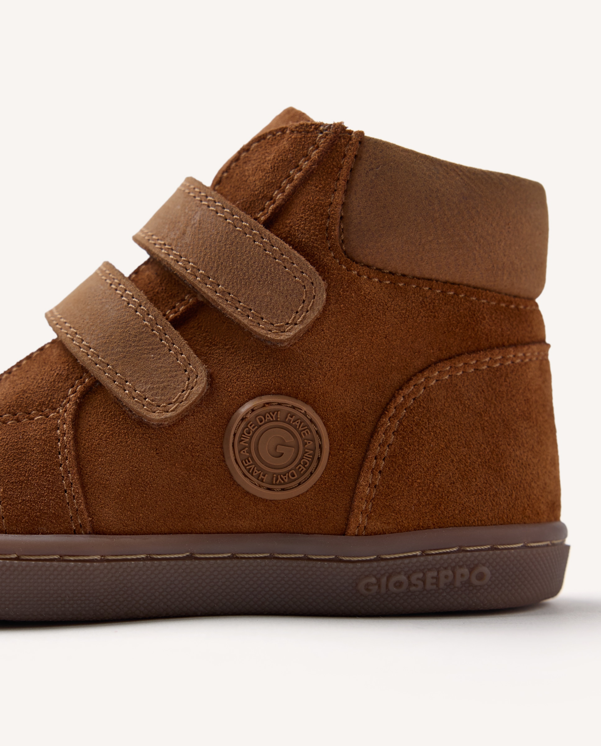 Botines de niño con cierres ajustables de piel serraje barefoot - Gioseppo - Cuero Cuero-5