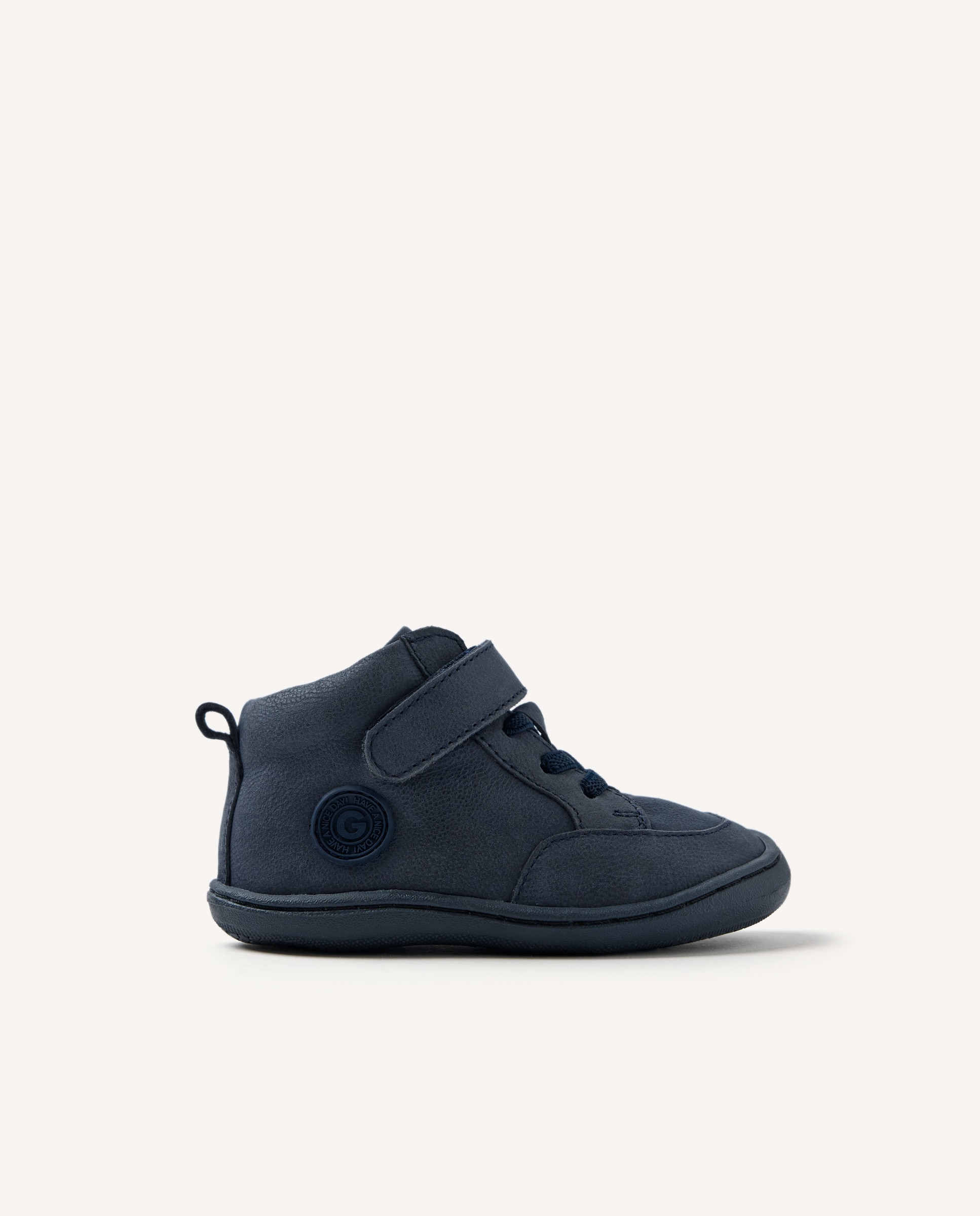 Imagen 1 de Botas de bebé niño de piel con cordones elásticos y cierre ajustable barefoot - Gioseppo - Marino Marino