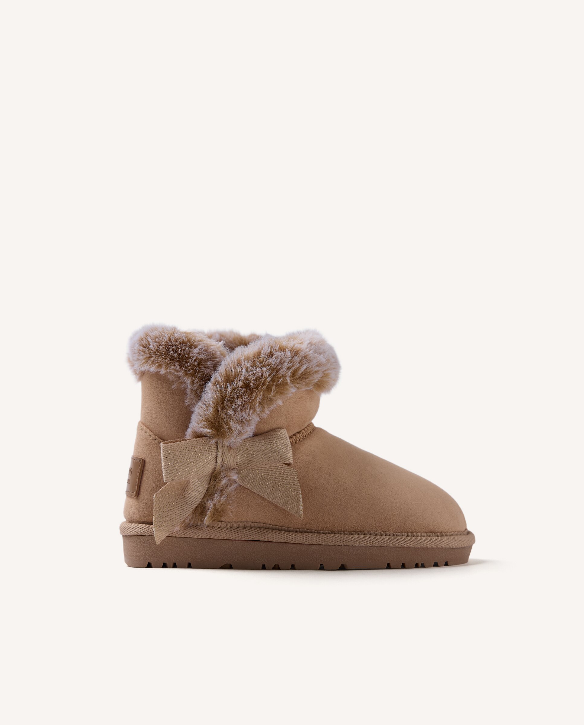 Botas australianas de niña con lazo y collarín de pelo - Gioseppo - Camel Camel-1