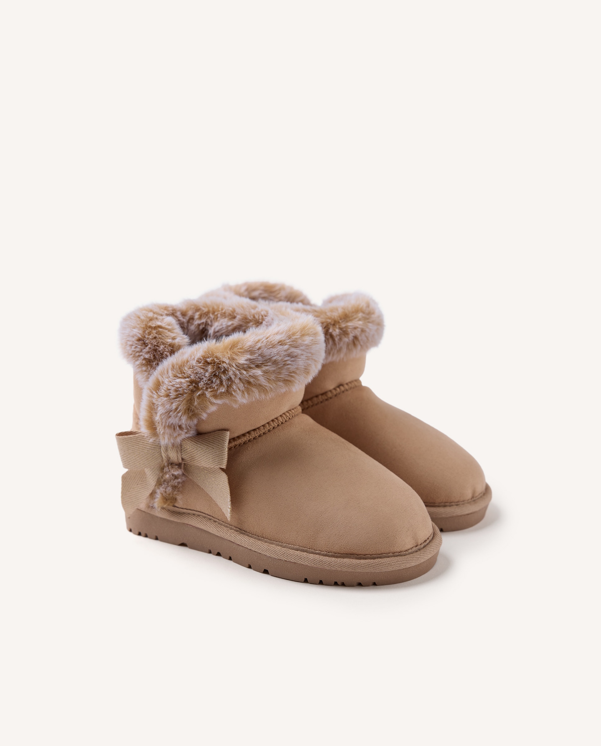 Botas australianas de niña con lazo y collarín de pelo - Gioseppo - Camel Camel-2