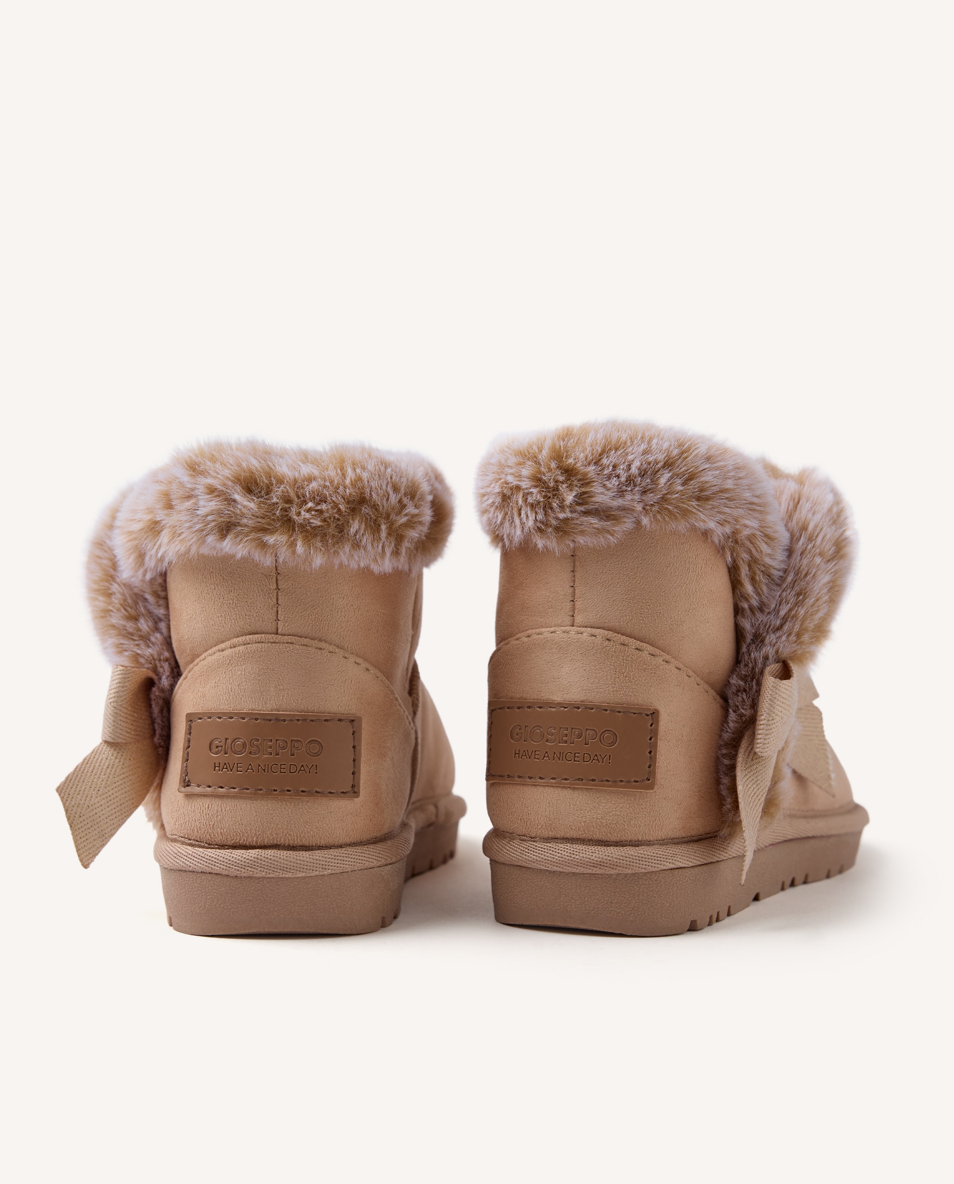 Botas australianas de niña con lazo y collarín de pelo - Gioseppo - Camel Camel-4