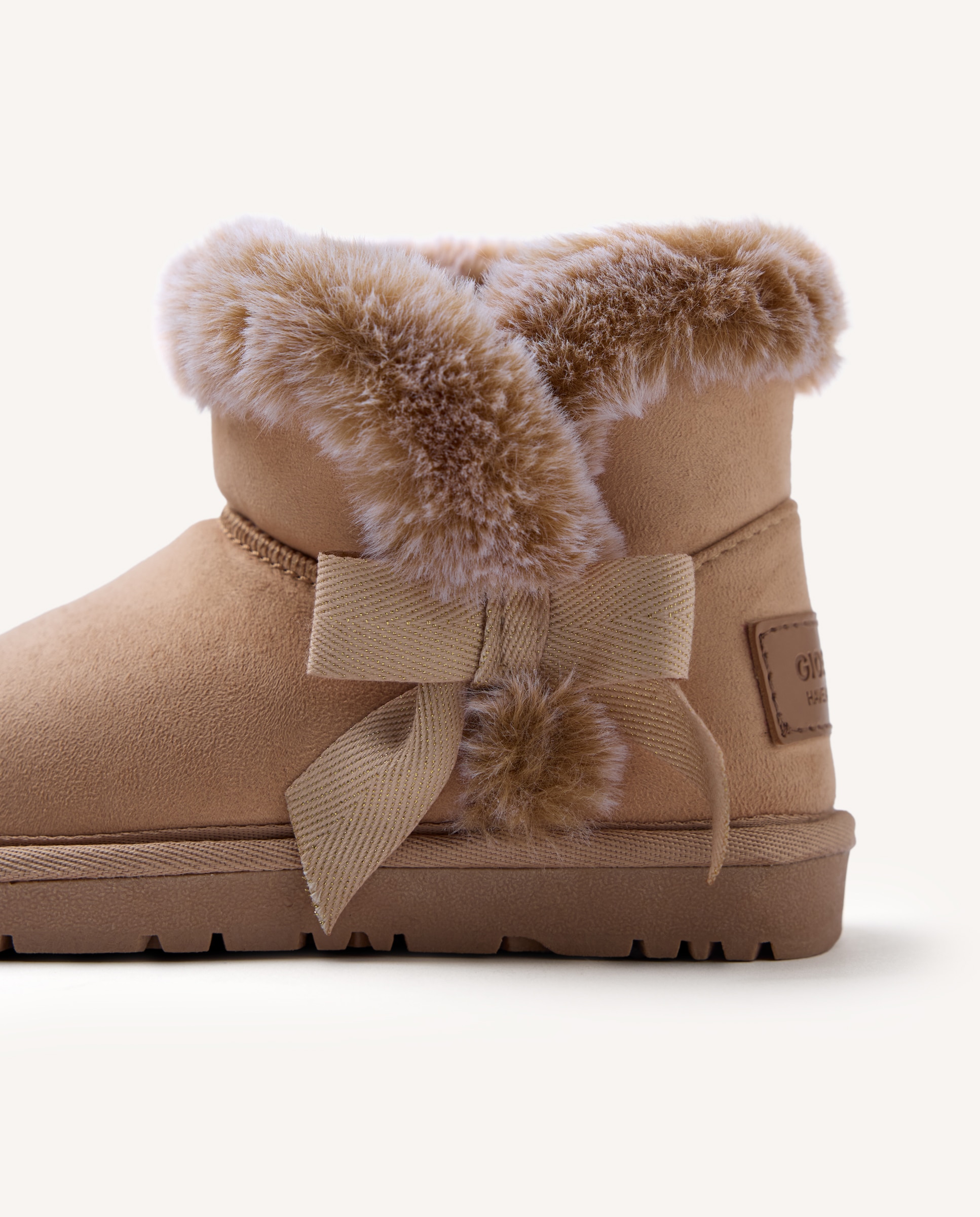 Botas australianas de niña con lazo y collarín de pelo - Gioseppo - Camel Camel-5