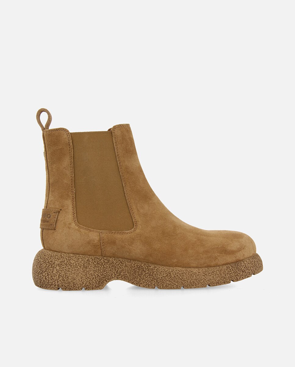 Botas de pelo de mujer de piel serraje estilo chelsea - Gioseppo - Topo Topo-1