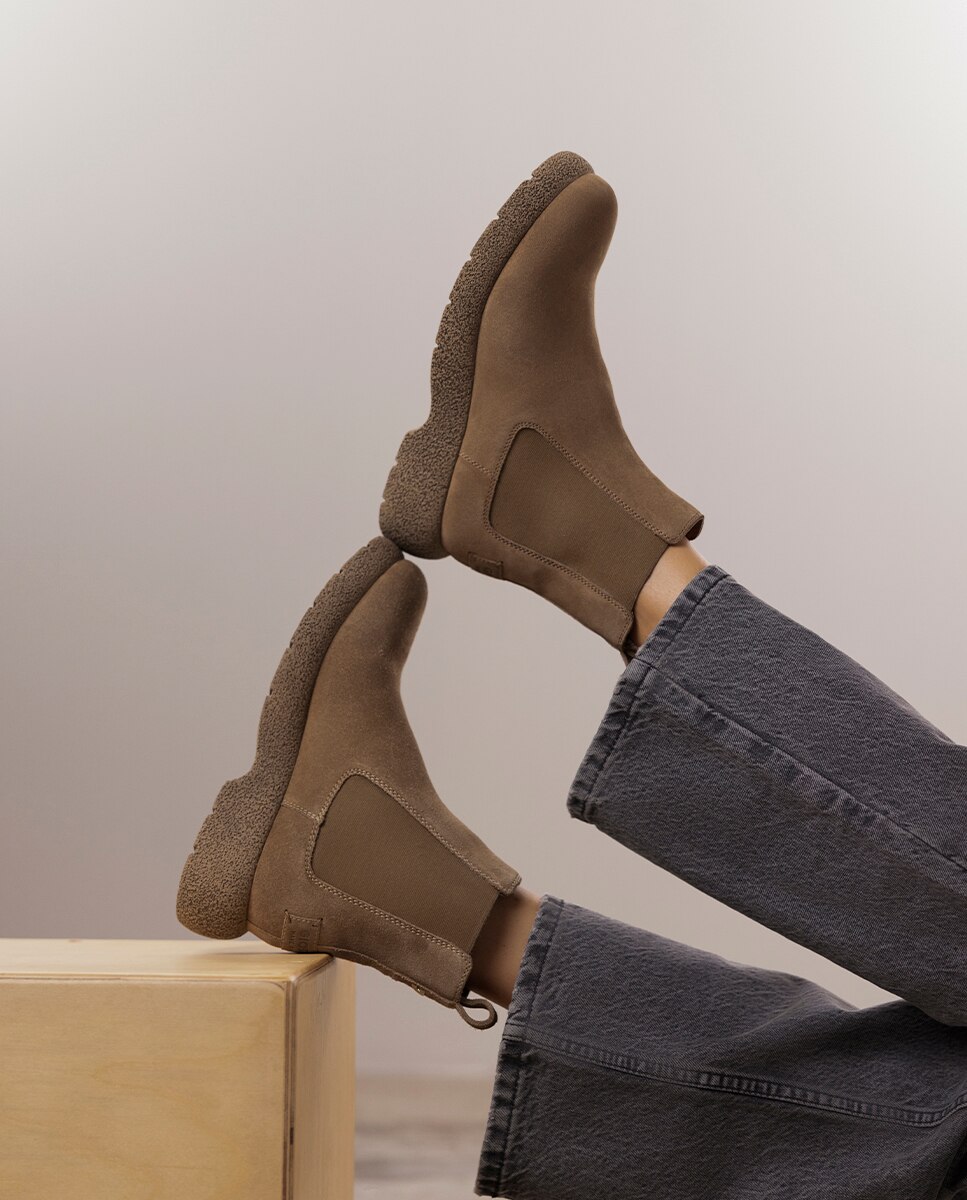 Botas de pelo de mujer de piel serraje estilo chelsea - Gioseppo - Topo Topo-2