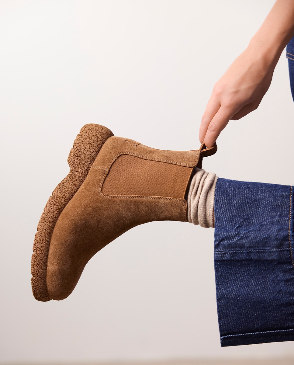 Botas de pelo de mujer de piel serraje estilo chelsea - Gioseppo - Cuero Cuero-2
