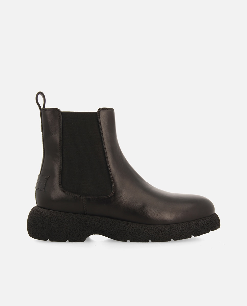 Botas de pelo de mujer estilo chelsea de piel con elásticos laterales - Gioseppo - Negro Negro-1