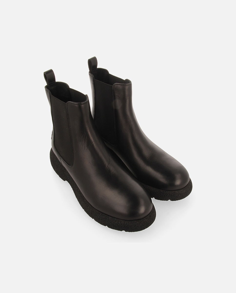 Botas de pelo de mujer estilo chelsea de piel con elásticos laterales - Gioseppo - Negro Negro-5