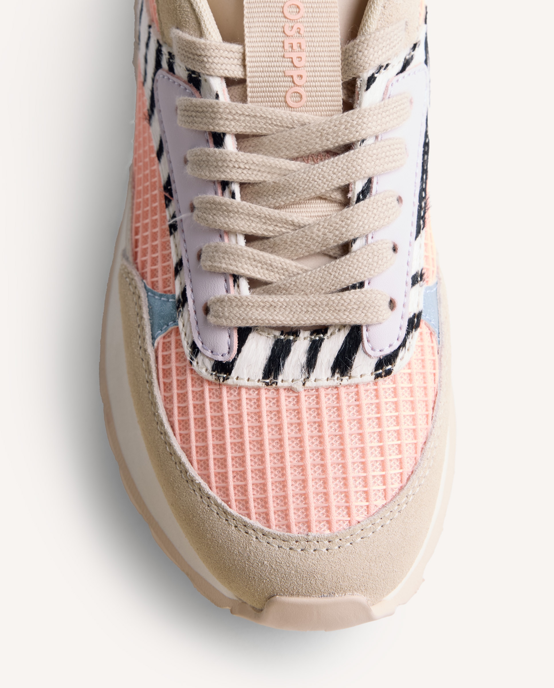Zapatillas deportivas de mujer de piel serraje, rejilla y estampado - Gioseppo - Coral Coral-2
