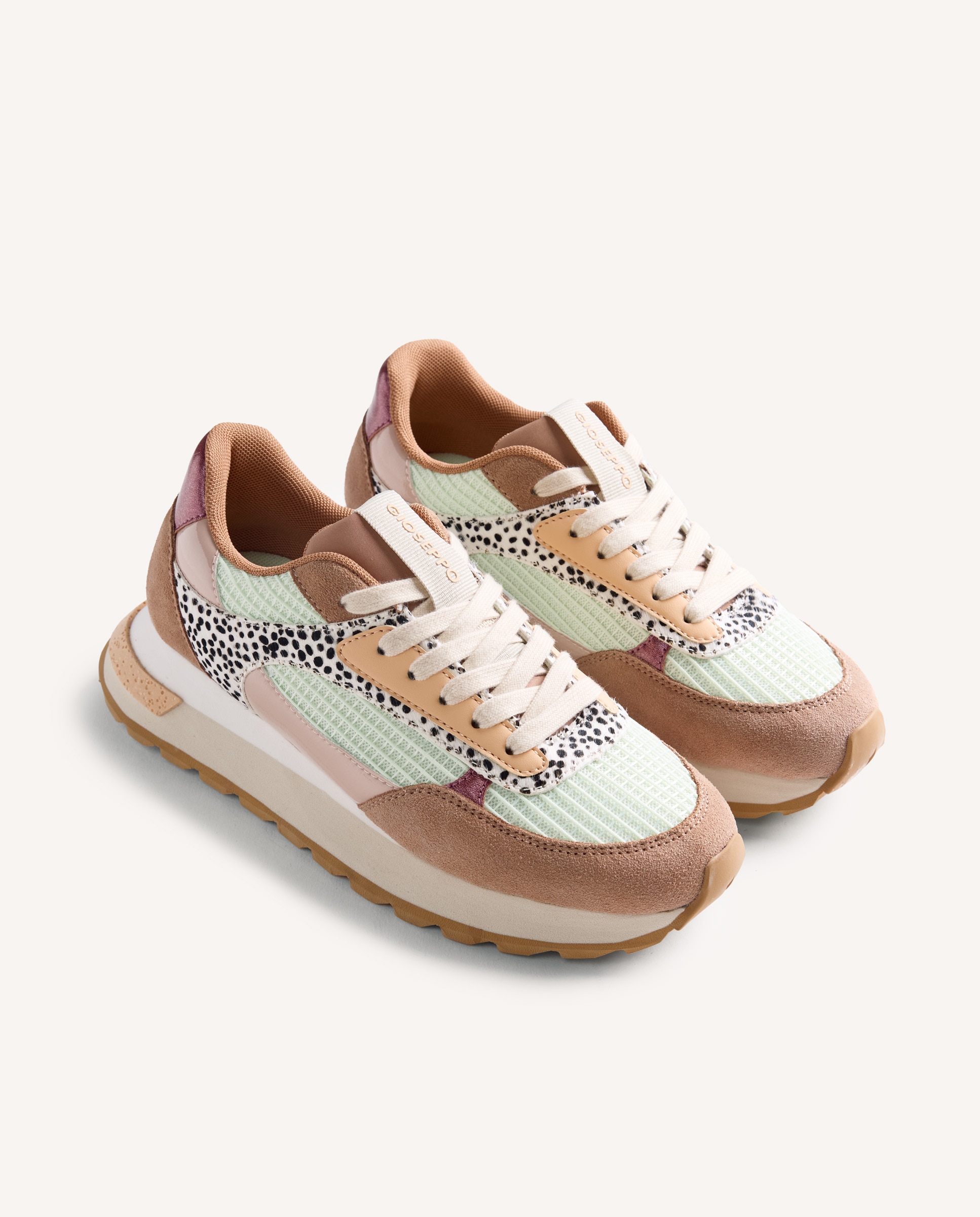 Zapatillas deportivas de mujer de piel serraje, rejilla y estampado - Gioseppo - Multicolor Multicolor-4