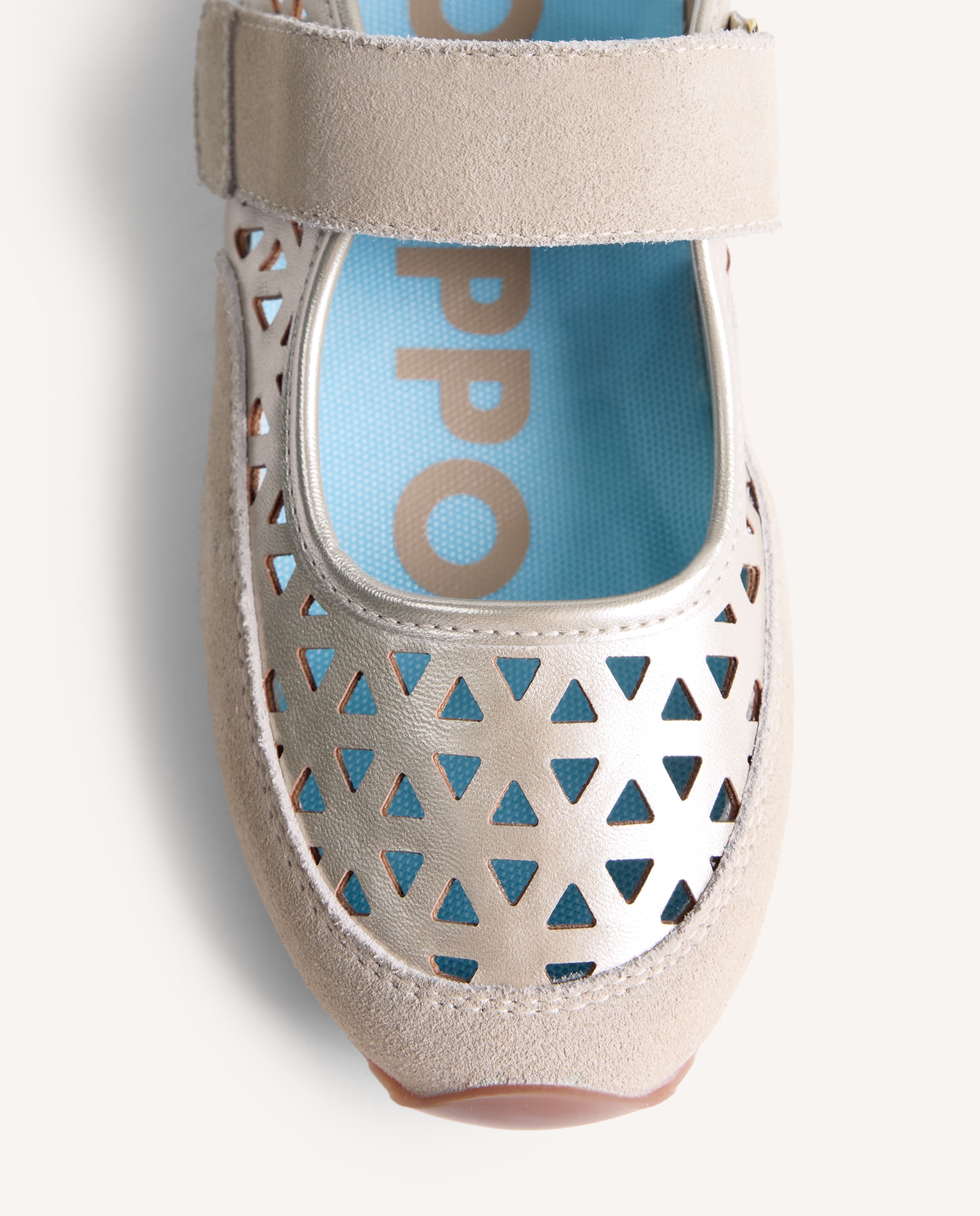 Bailarinas planas de mujer deportivas con calado y piezas de piel en acabado serraje - Gioseppo - Beige / Blanco Beige / Blanco-2