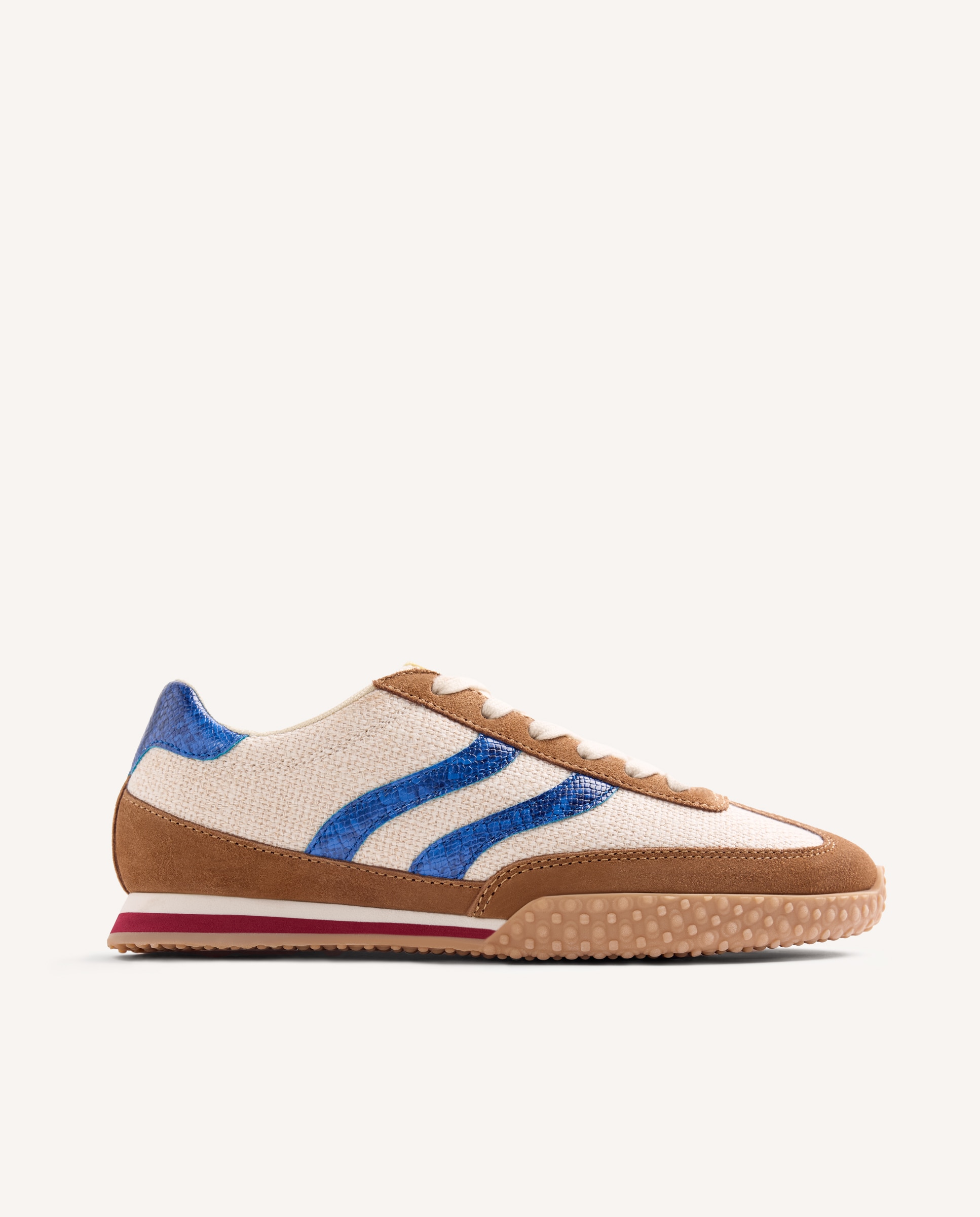 Zapatillas deportivas de mujer de lino y piel de serraje