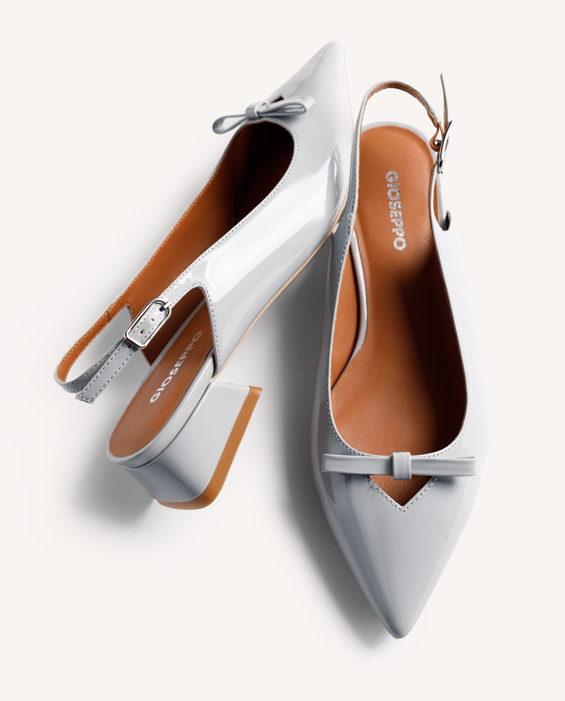 Bailarinas con tacón de mujer estilo salones destalonados con lazo - Gioseppo - Gris claro Gris claro-4