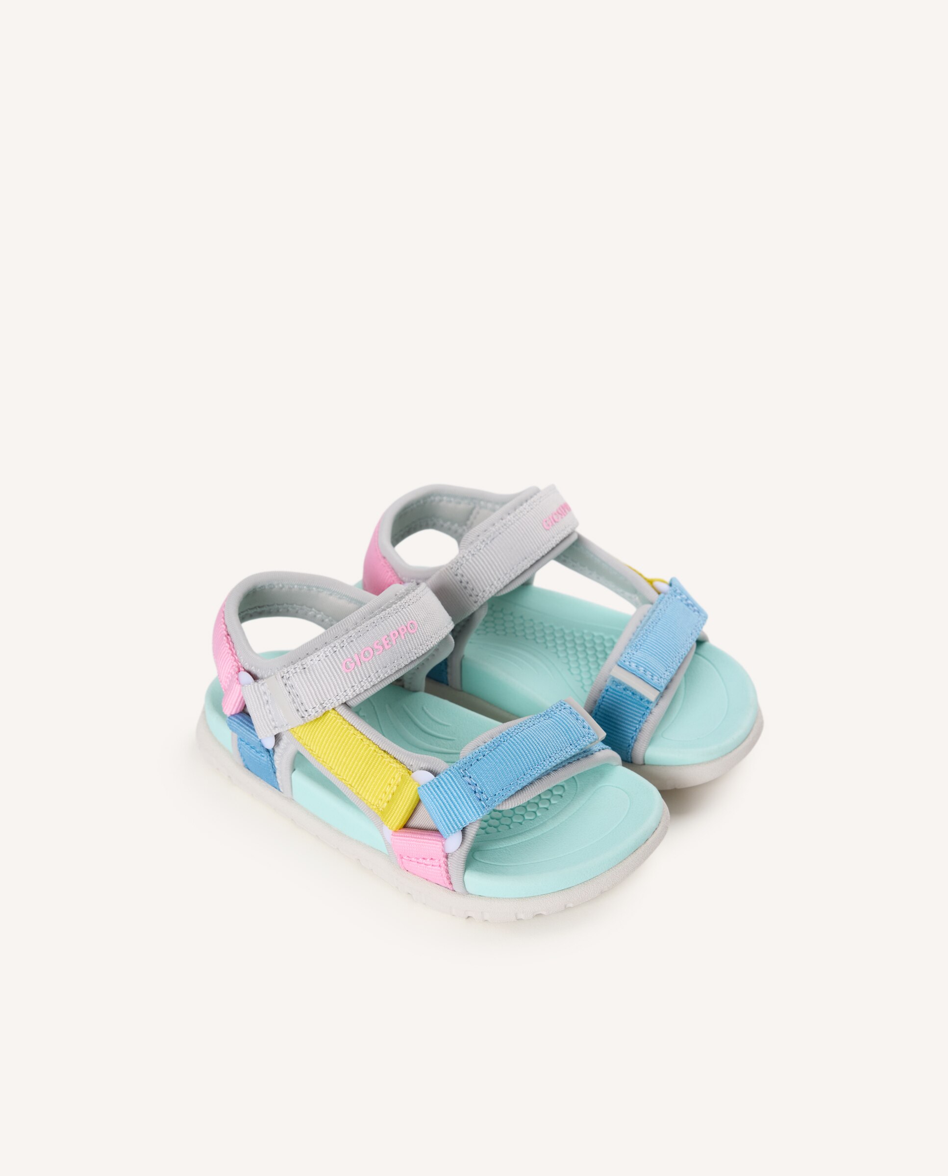 Sandalias abiertas de niña estilo californianas con contrastes de color - Gioseppo - Gris / Rosa Gris / Rosa-2