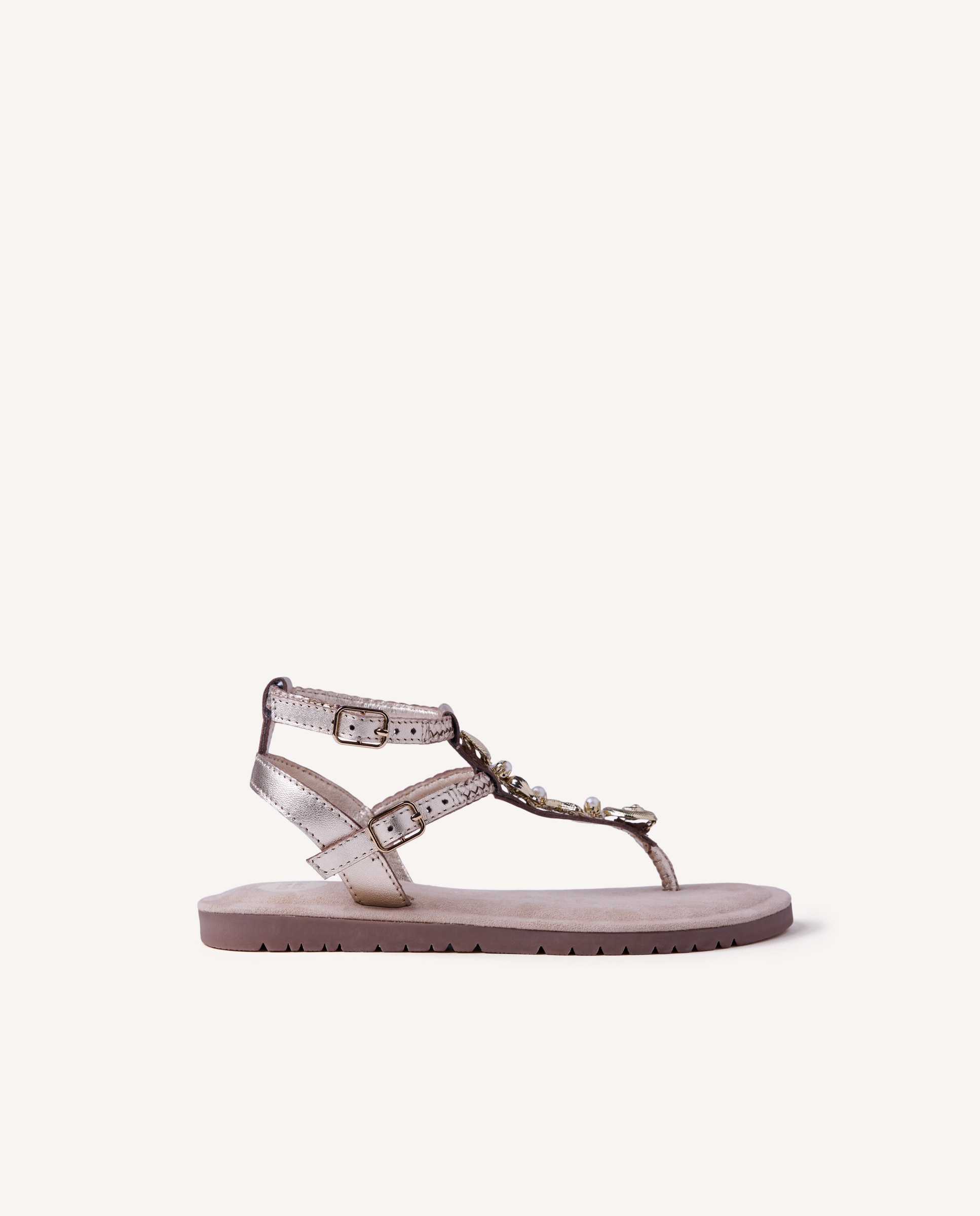 Sandalias piel brillo y abalorios - Gioseppo - Oro Oro-1