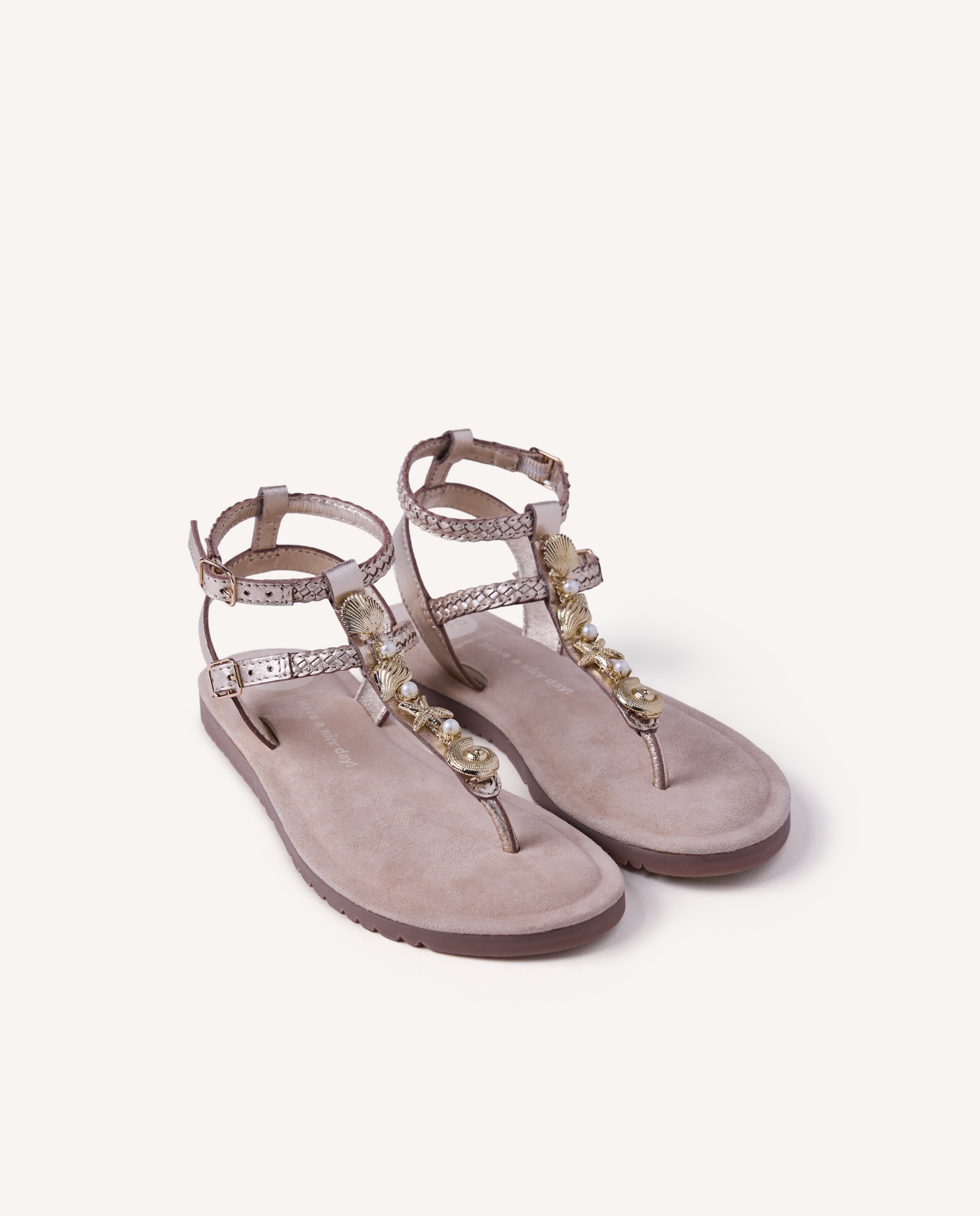 Sandalias piel brillo y abalorios - Gioseppo - Oro Oro-2