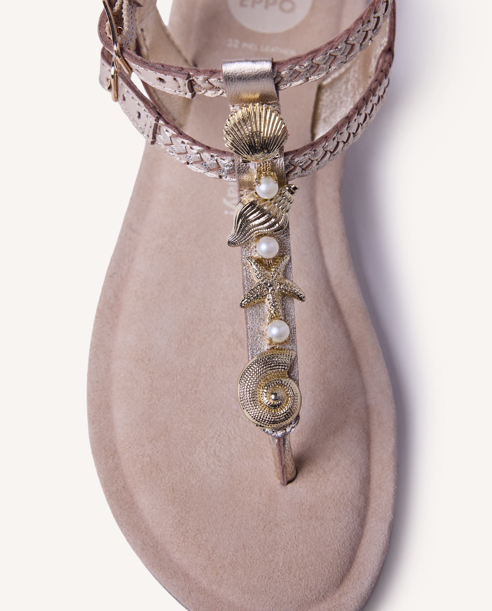 Sandalias piel brillo y abalorios - Gioseppo - Oro Oro-3