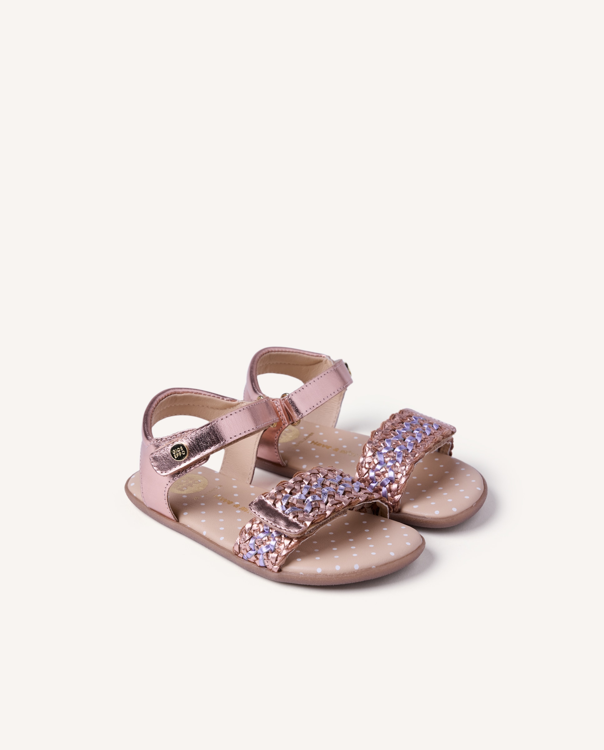Sandalias abiertas de niña barefoot de piel trenzada con detalles metalizados - Gioseppo - Oro Oro-2